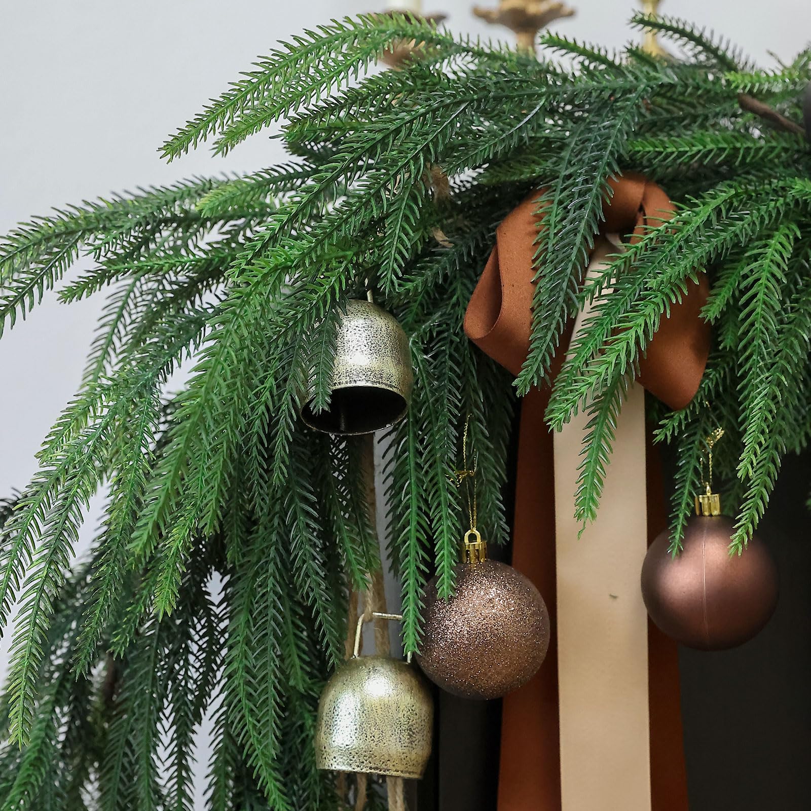 Garland With Lights Draping Real Touch Norfolk Pine Garland Cascading  Winter Greenery Chri Fireplace Garland, image size:1600x1600