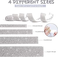 Vista 2 de 4 rollos de cinta de cristal de diamantes de imitación autoadhesiva, calcomanía de decoración con diamantes de imitación de 0.079 pulgadas para Rojo