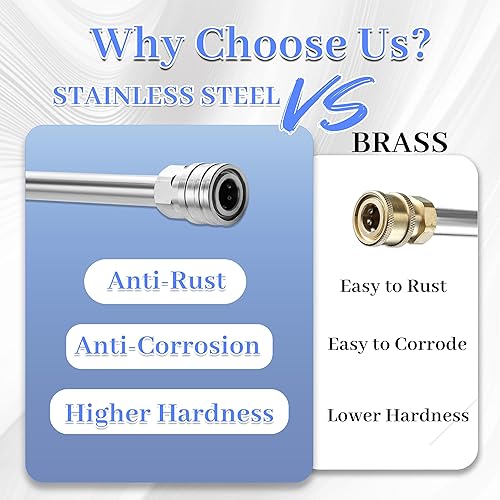 Miniatura 5 de Varita de extensión para lavadora a presión, varita de acero inoxidable de 17 pulgadas con cubierta protectora de plástico antideslizante, conexión