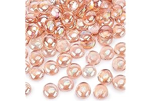 FUTUREPLUSX 1LB Pink Flat Glass Marbles, Vase Fillers Gems Fish Bowl Marbles...