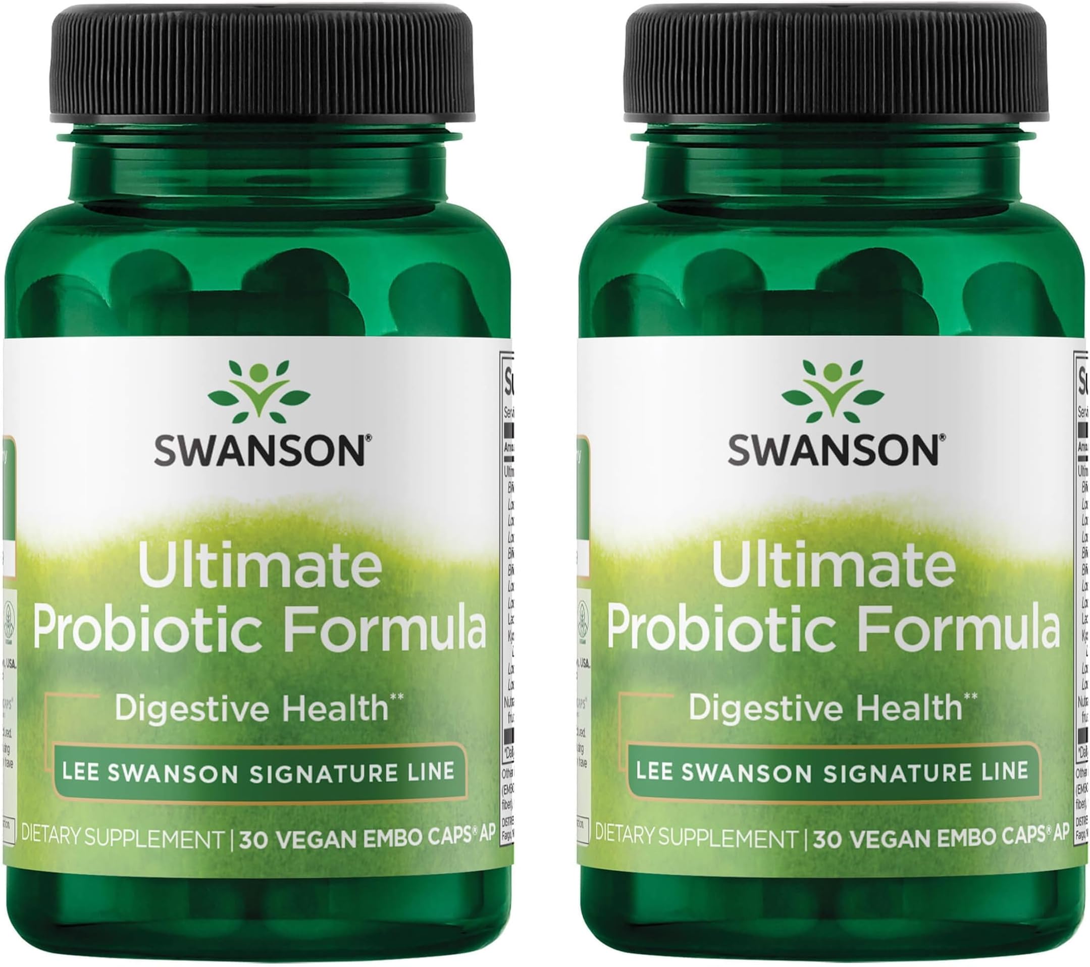 Swanson Ultimate Probiotic Formula Digestive Health Immune System Support 66 Billion CFU Prebiotic NutraFlora scFOS 30 DRcaps Veggie Capsules (Caps) (2 Pack)