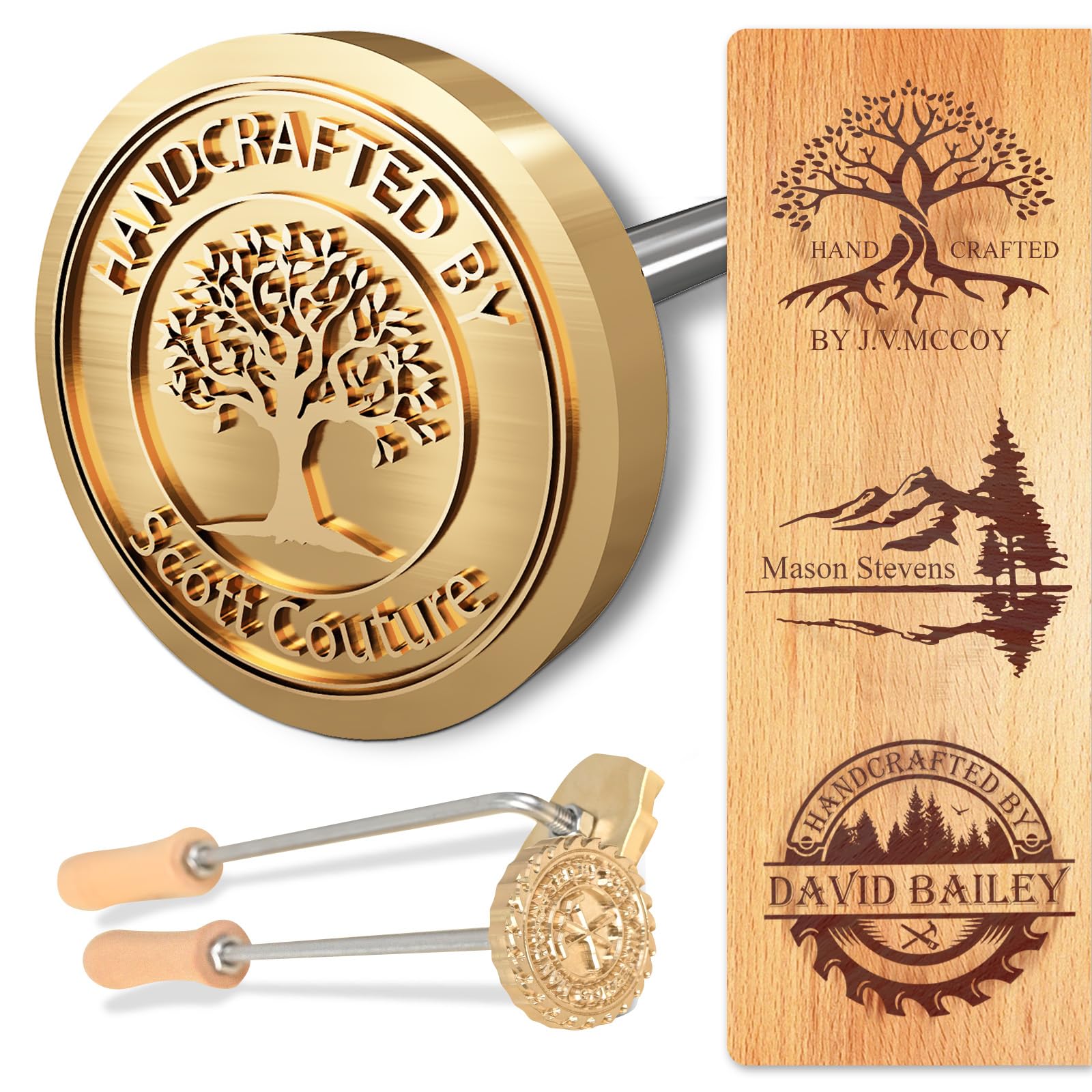 KAINSY Custom Branding Iron for Wood - Wood Branding Iron Personalized Durable Wood Burning Letter Stamp for Leather Food Plastic - Metal Logo Stamp Wedding Stamp - Customized Gift Woodworking Tools