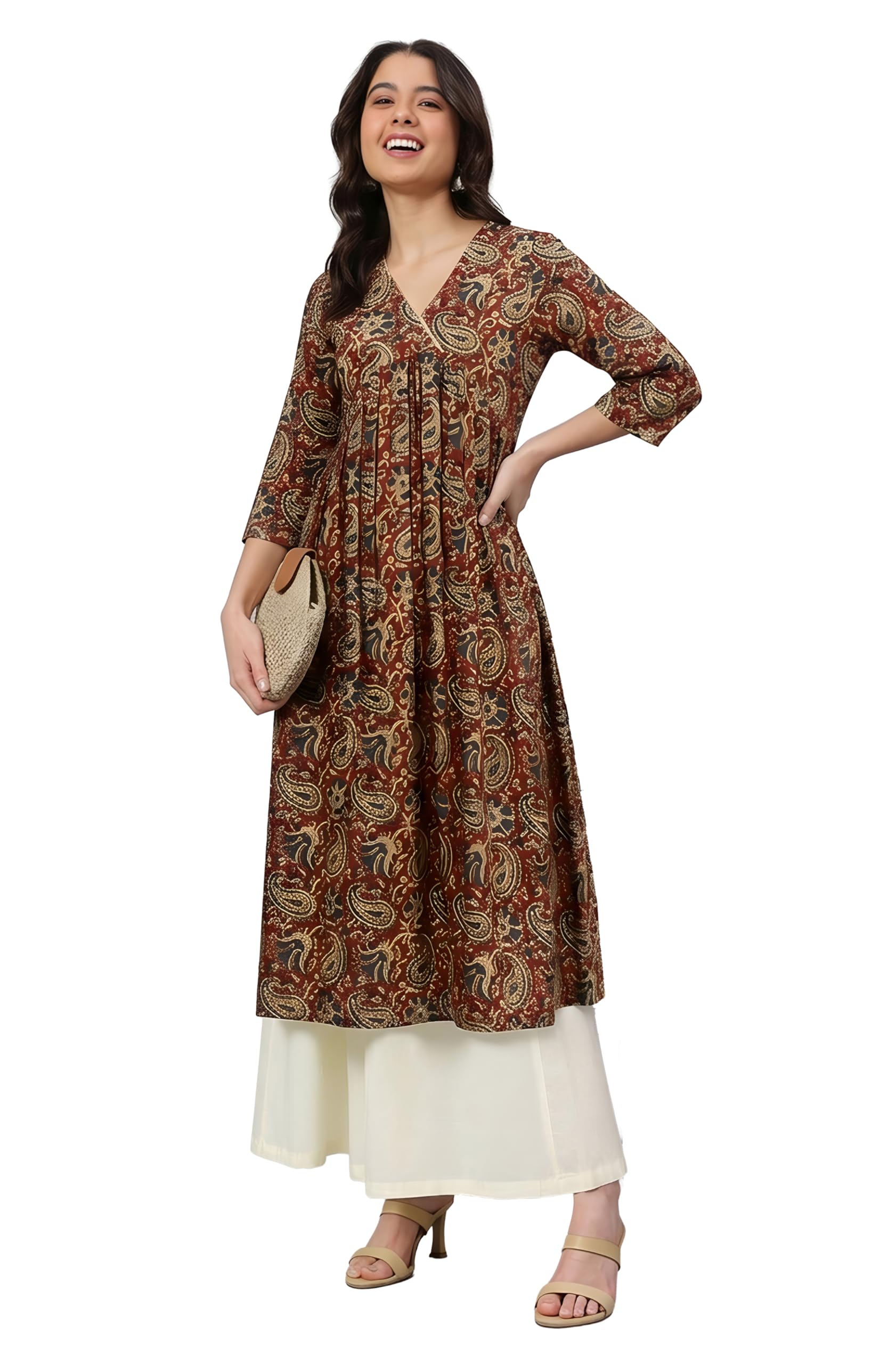 Janasya Women's Pure Cotton Floral Printed Flared Kurta