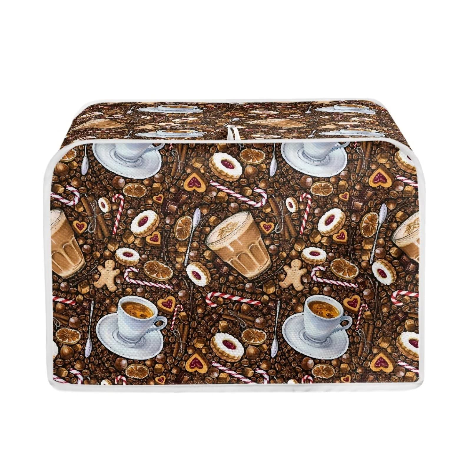 Talayituse Coffee Print Toaster Cover 2 Slice Wide Slot, Lightweight Dust Protection Washable Appliance Bag Bread Maker Cover