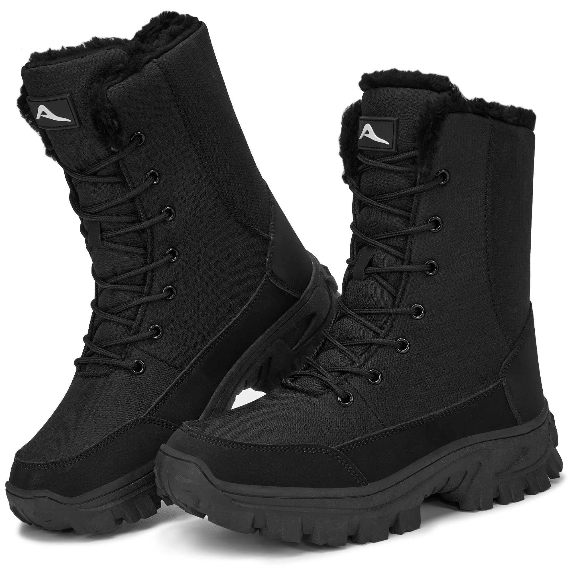Ecetana Womens Winter Snow Boots Waterproof Warm Fur Lined Comfortable Boots Non Slip Mid-Calf Outdoor Shoes for Walking