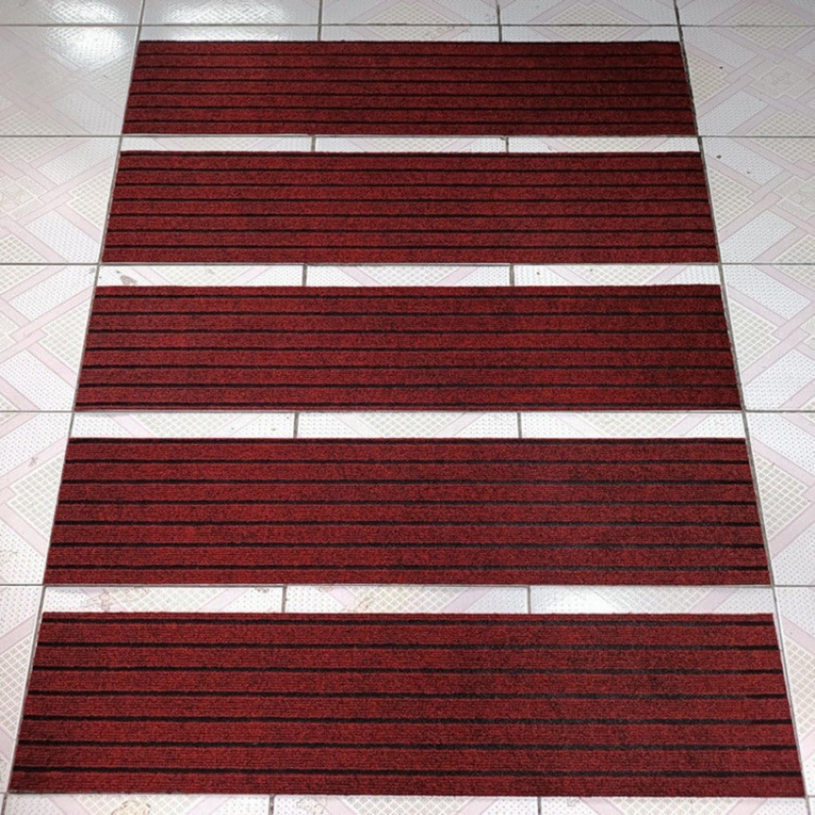 Set di 13 tappetini antiscivolo per scale in legno, per interni, per anziani, colore caffè