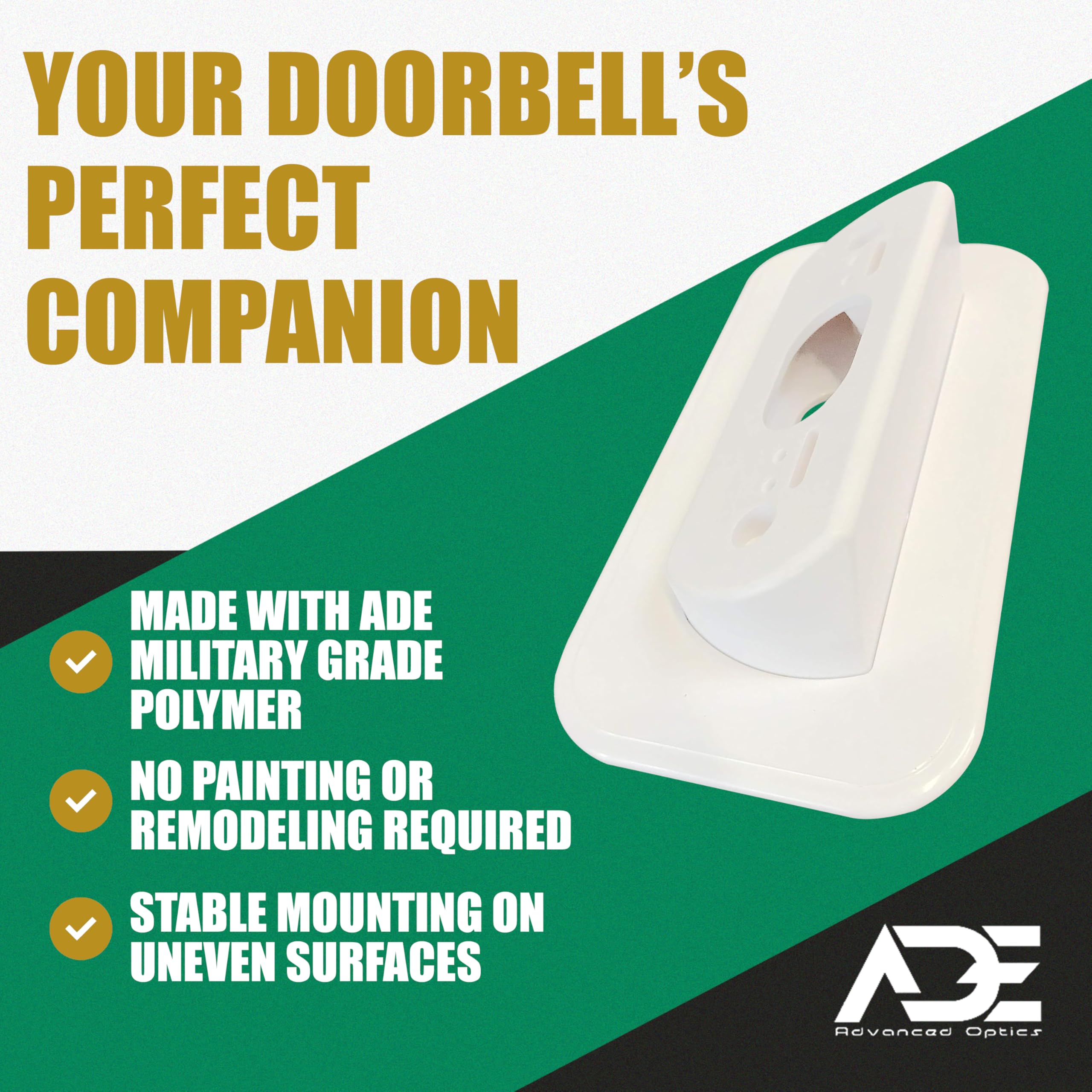 Ade Advanced Optics Wall Plate and 30 Degree Angled Mount Combo for Nest Hello - White