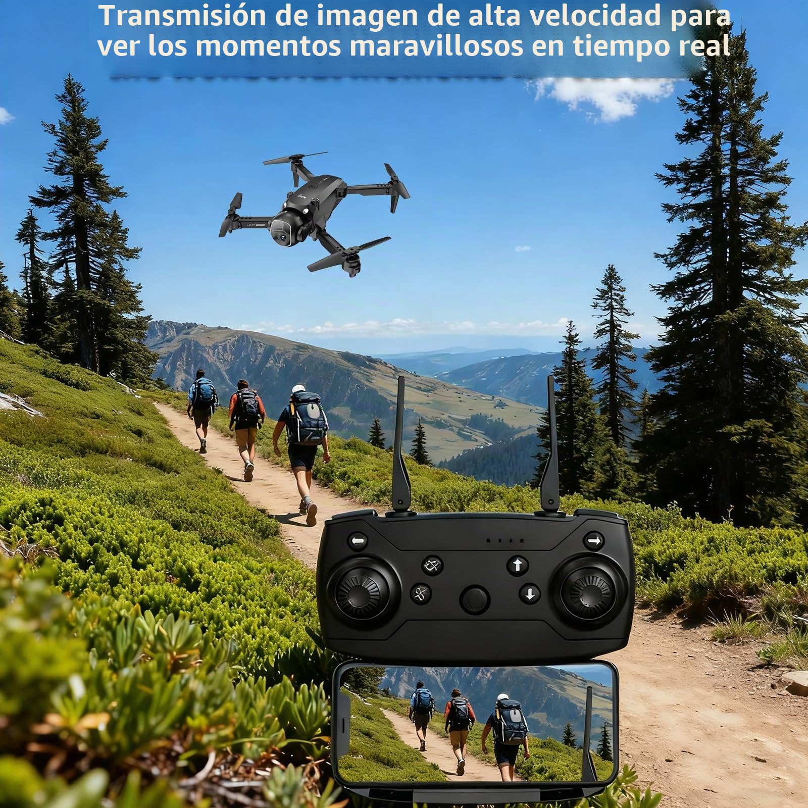 OBEST Drone con Cámara y Gafas VR, Mini FPV Dron Plegable con Doble Camara | Giro 360° Modo Sin Cabeza, 2 Baterías, Gesto Fotos/Vídeos, Aterrizaje con un solo clic, RC Helicóptero para Adulto