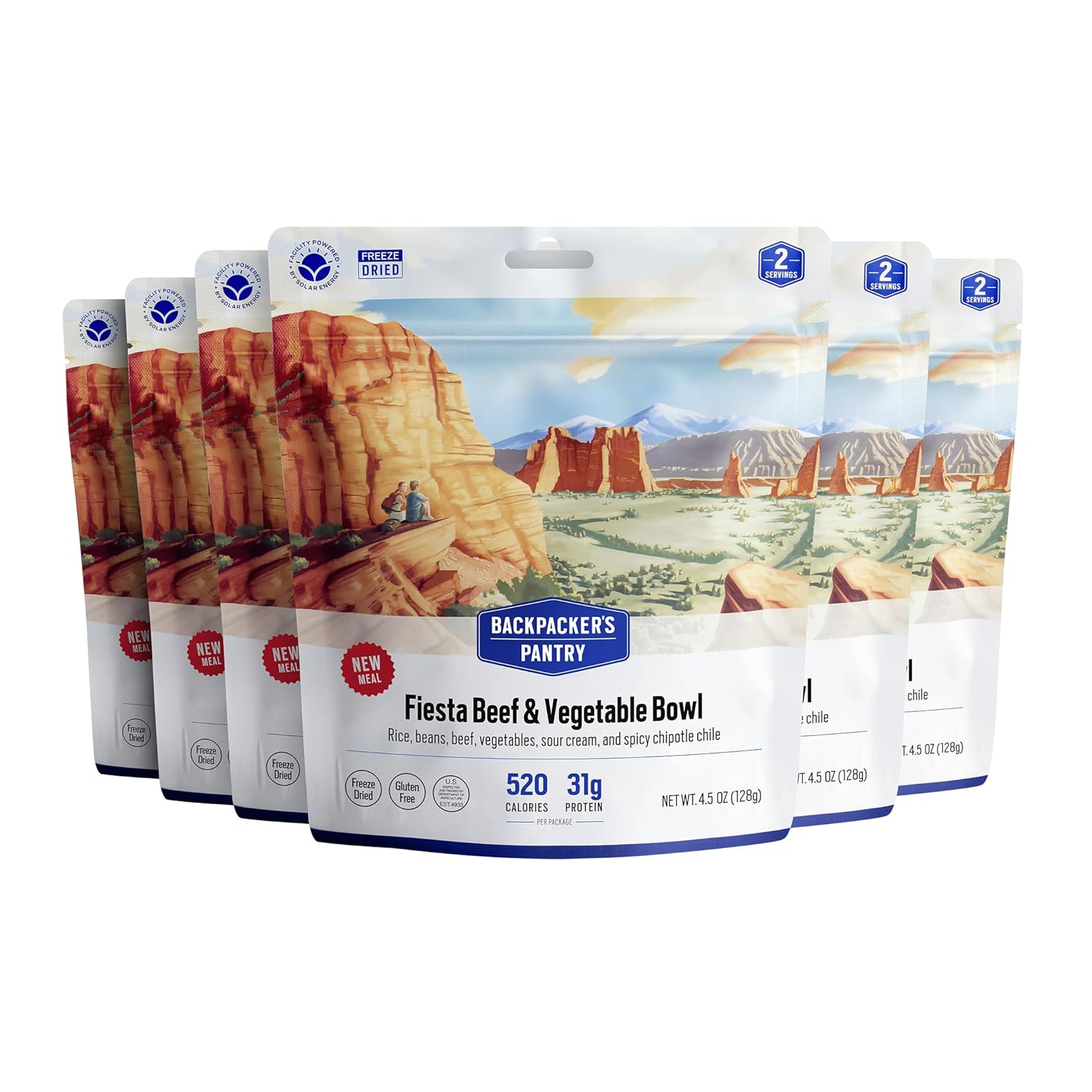 Backpacker's Pantry Fiesta Beef and Vegetable Bowl | Freeze Dried Camping Meals |Dehydrated Backpacking Food | 31g Protein | 1 Count (6 Pack)