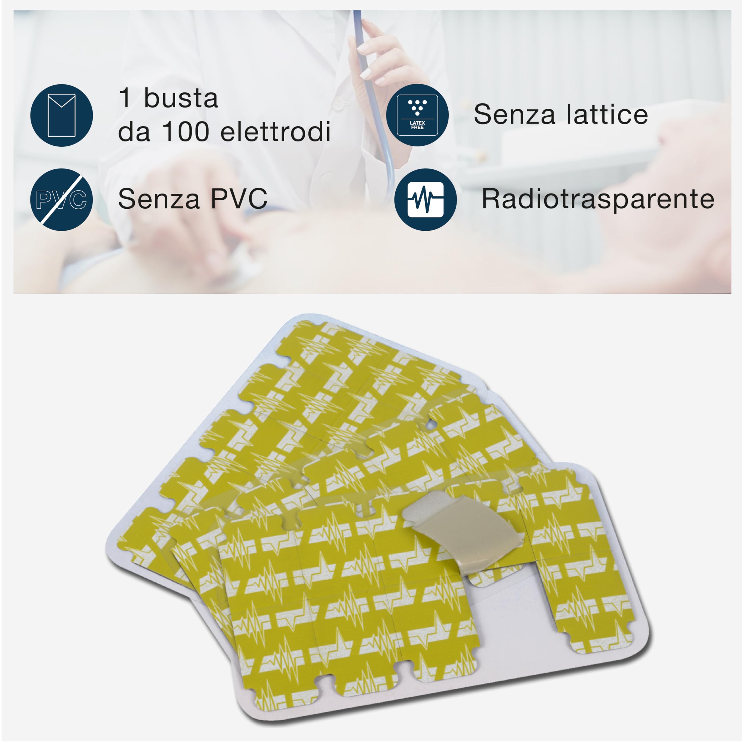 Fiab Elettrodi ECG Monouso Universali PreGellati-Adulti Forma Tab 34x23mm 100 Pezzi