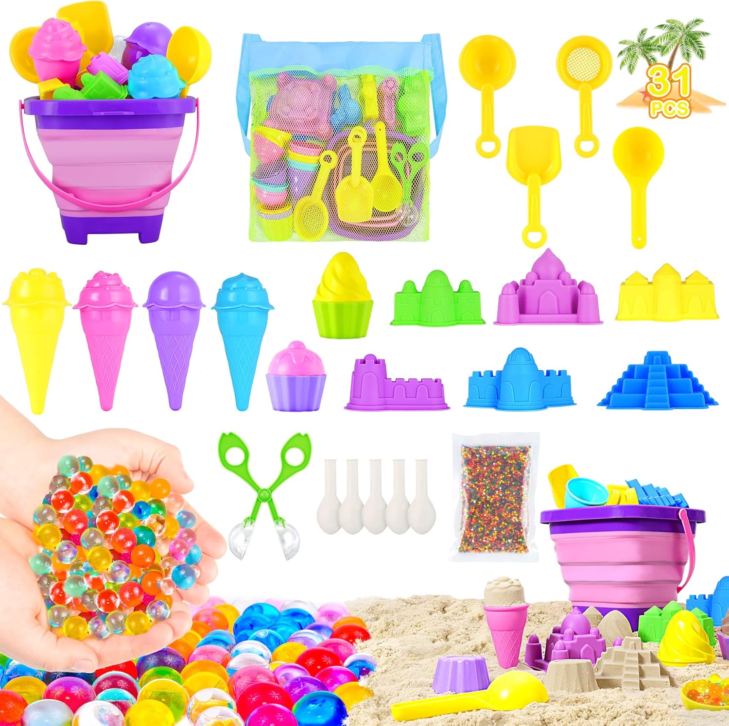 31 PCs Beach Toys for Kids 3-10, Sand Toys with Ghana Ubuy