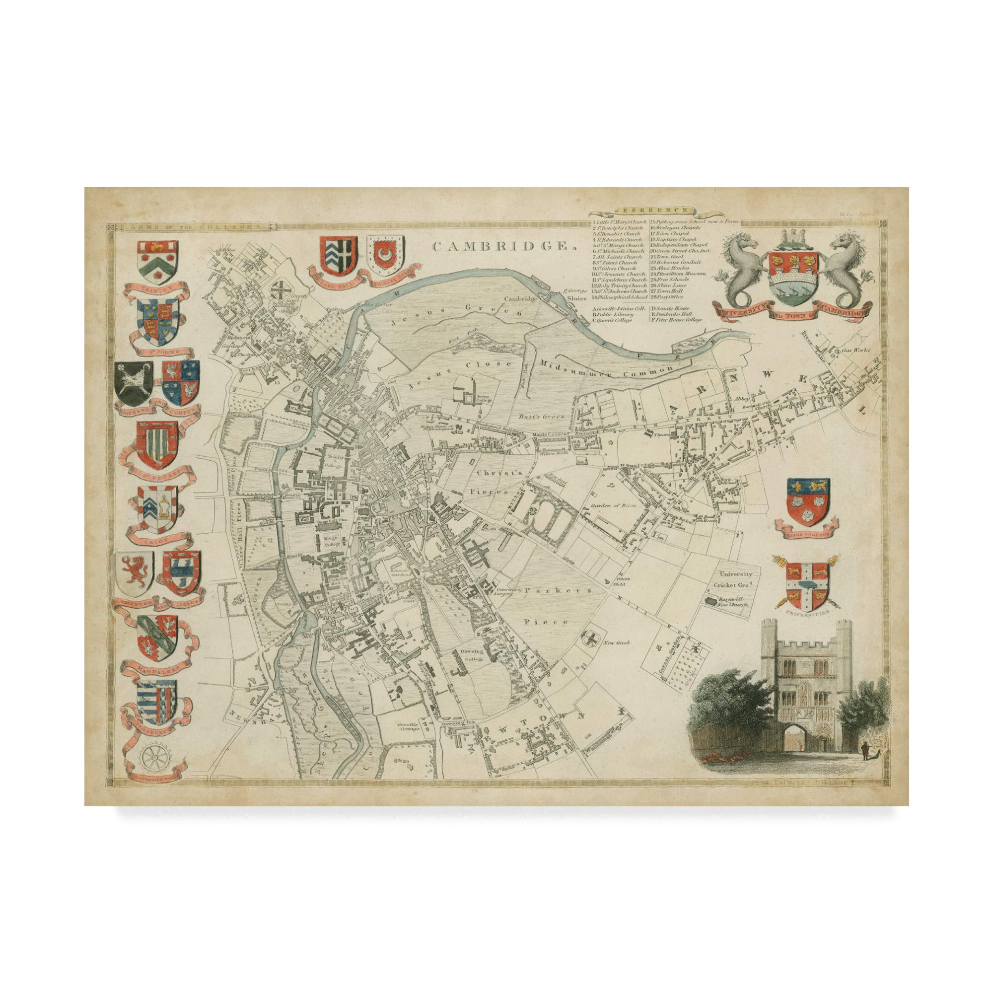 Trademark Fine Art Map of Cambridge by Unknown, 24x32-Inch