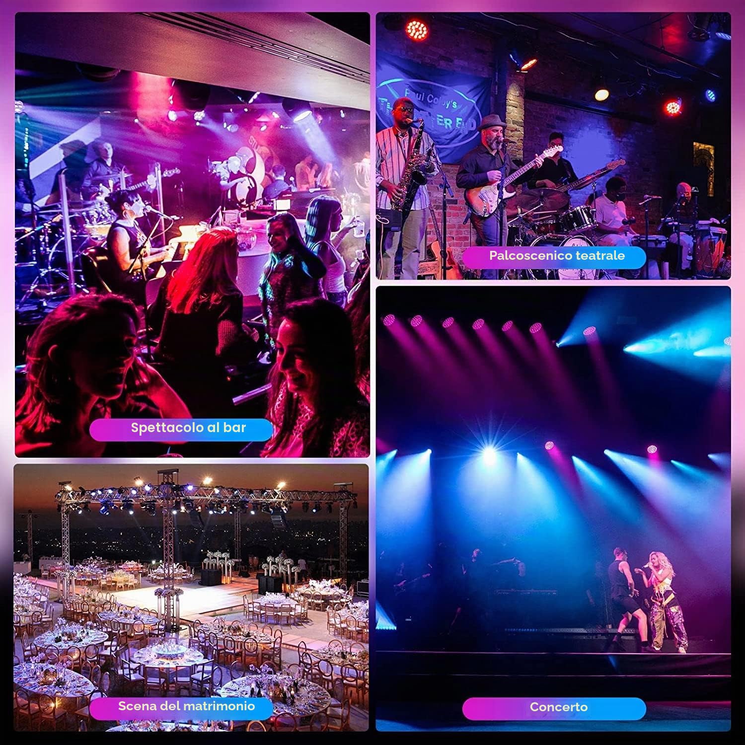 BETOPPER 180W RGB Fari Led Par DMX Luci dj Discoteca Strobe Luce Testa da Palco Effetti Faro per Club Bar Matrimonio Halloween Party