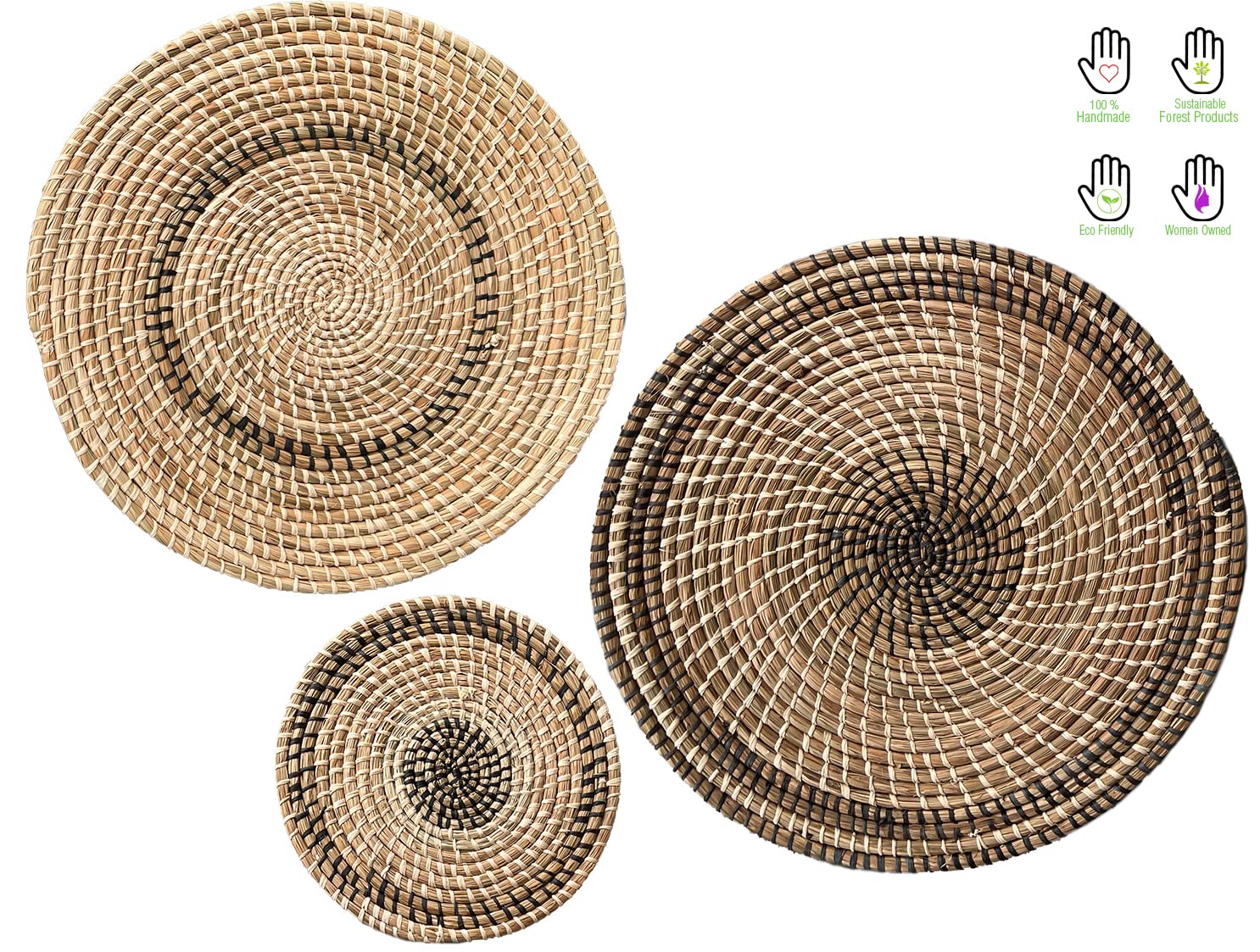 3 Pack Natural/Color Woven Wall Decor - Circle