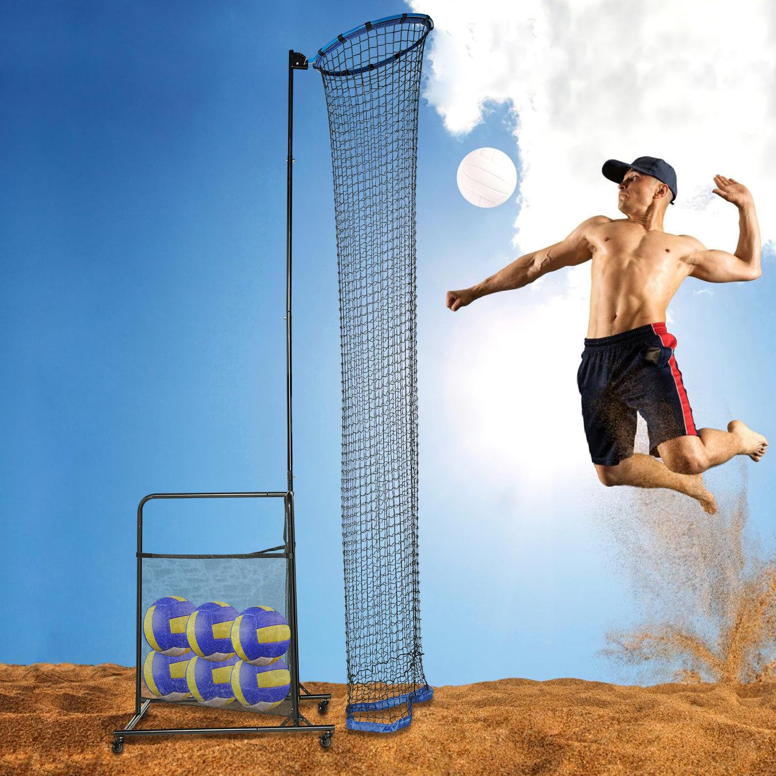 FTUREPAC Volleyball Setter Trainer Net, Adjustable Height and Angle Volleyball Practice Equipment, Iron Volleyball Setting Trainer Setter, Perfect for Serving, Spiking and Setting Training