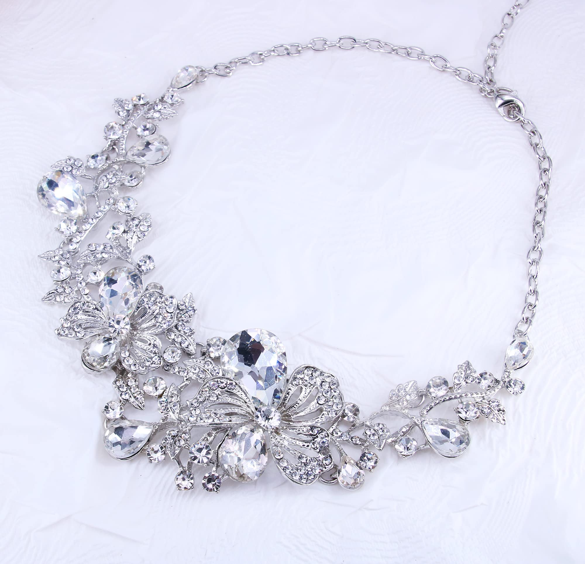 Juego de joyas para novia con diseño de rosas, para boda, collar y pendientes