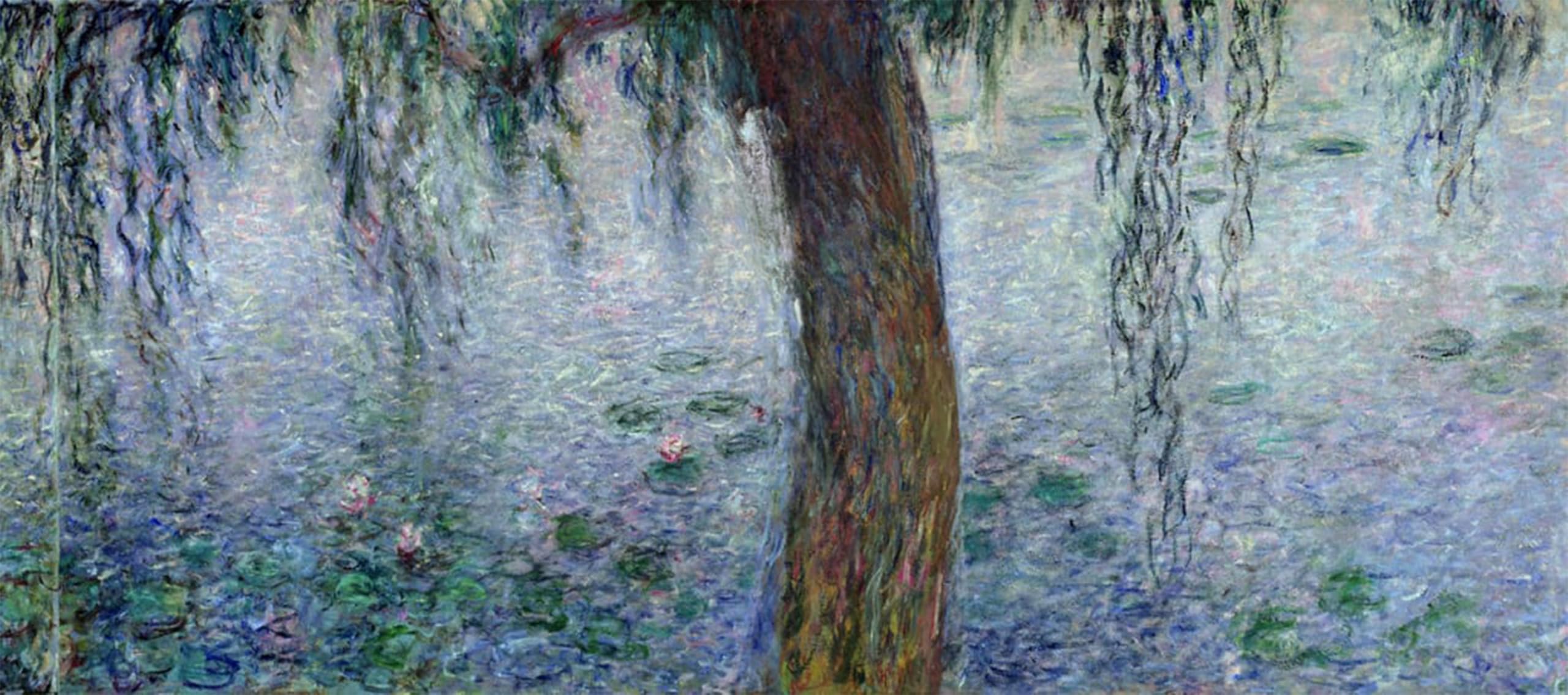 ARTXLXXBN Famous Print Painting Colorful Art Print Waterlilies Morning with Weeping Willows Detail of the Right Section by Claude Monet Canvas Art Decorations for Home Decor 60x90cm