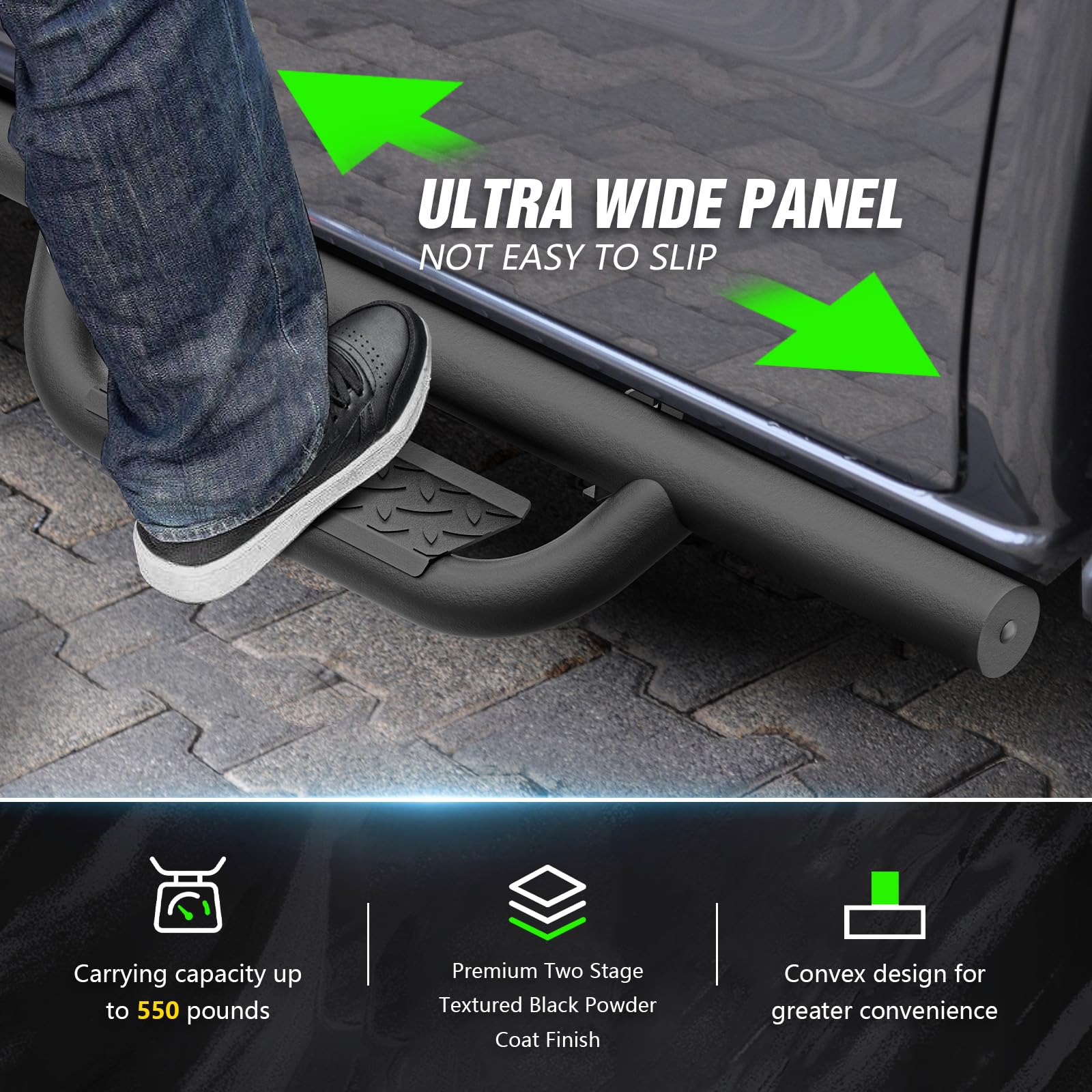 Running Boards / Side Steps For 2024-2025 Toyota Tacoma Double Cab - 2-Step, 500LB Capacity, No-Drill