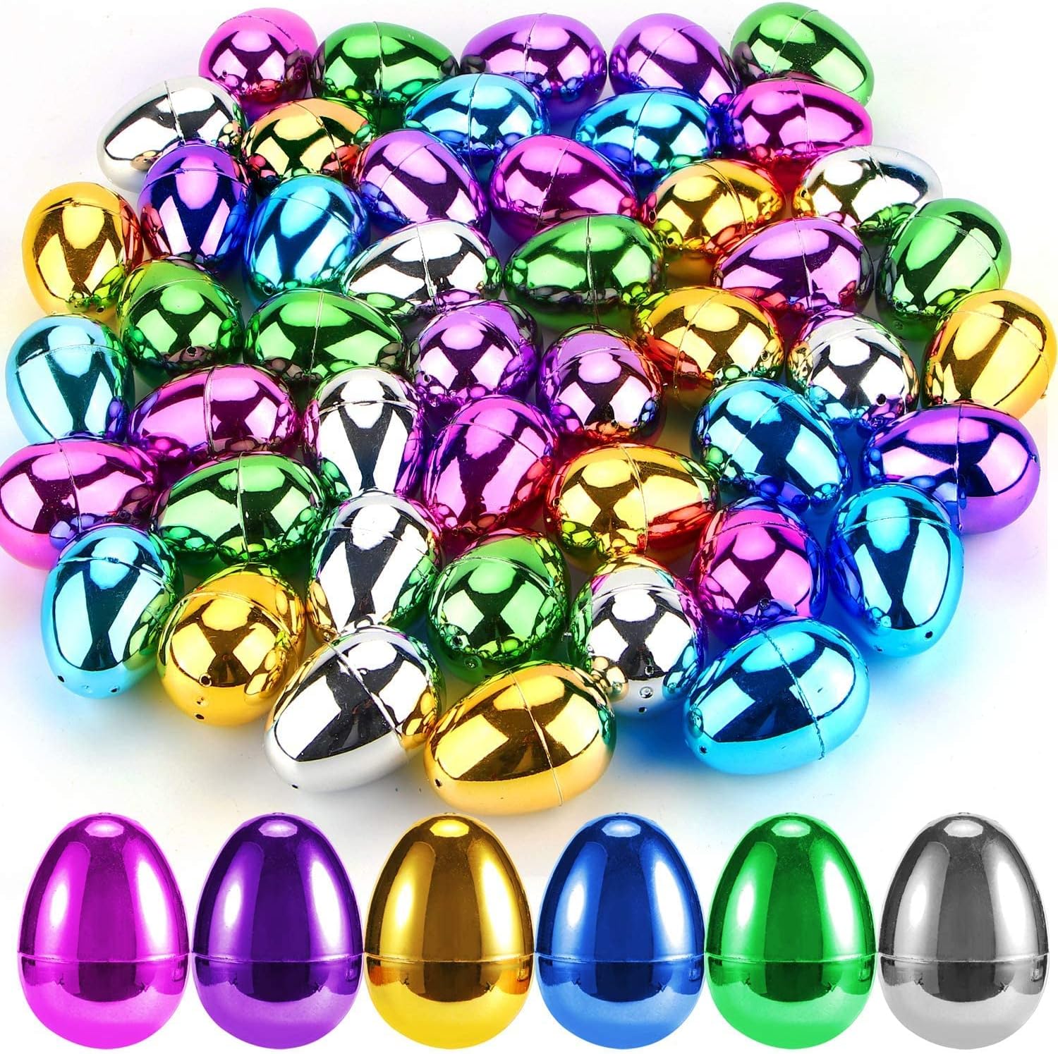 48pcs Easter Eggs, Easter Basket Stuffers for Toddler Kids Baby Boys Girls Teens, Plastic Easter Eggs