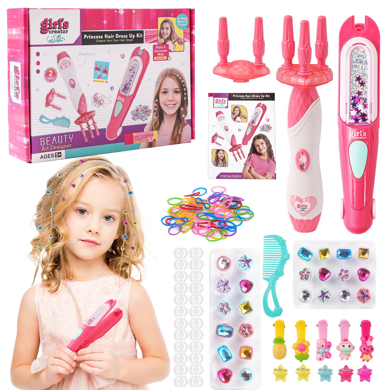 Herefun Hair Accessories Bambina, Trecciatrice Per Capelli, Treccia Strumenti DIY, Gioielli Giocattoli Regali per Bambini Ragazze, Strumento Acconciature Regali Compleanno per Ragazza