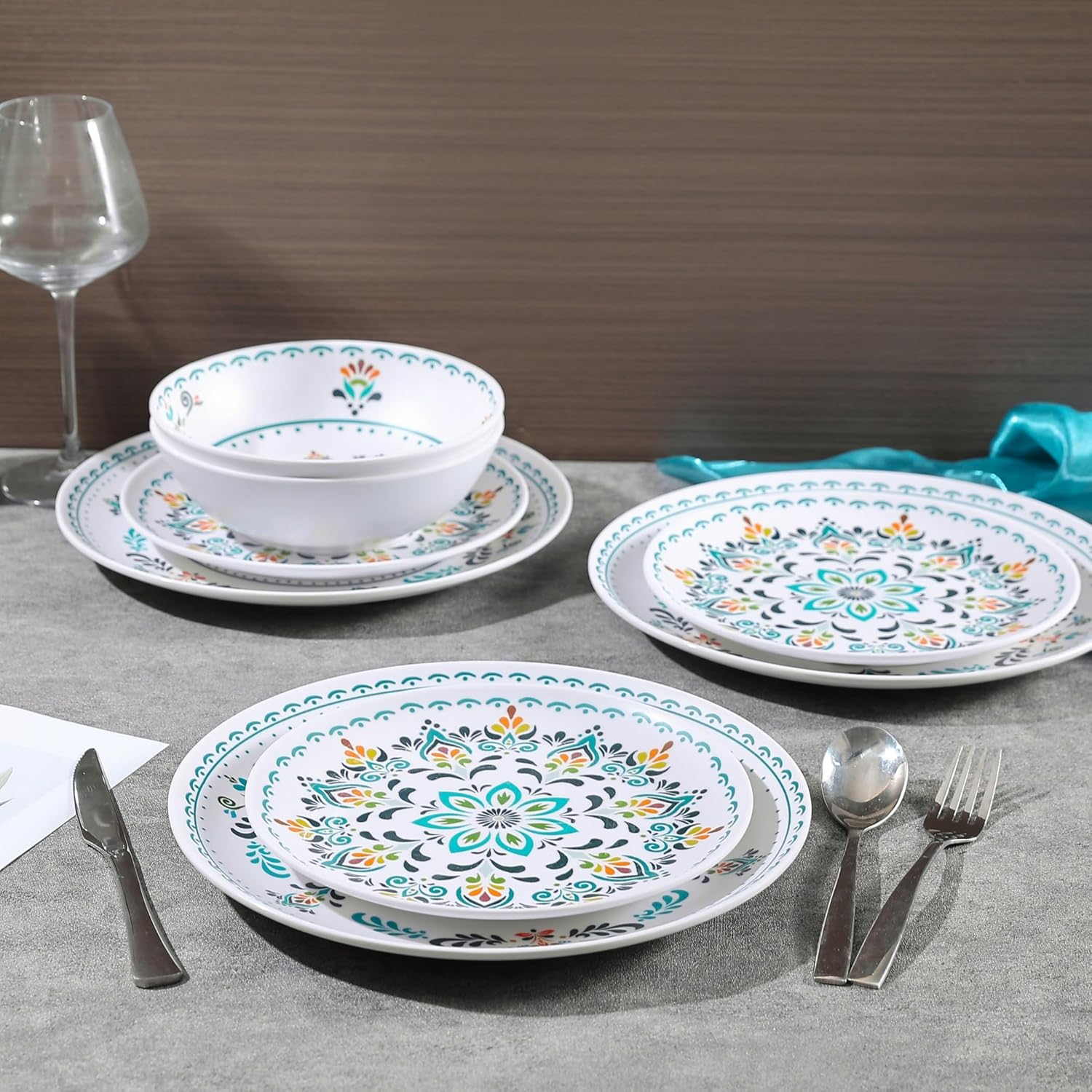 Vajilla Melamina Personas Juego De Vajilla Para 4, 12 Platos Y