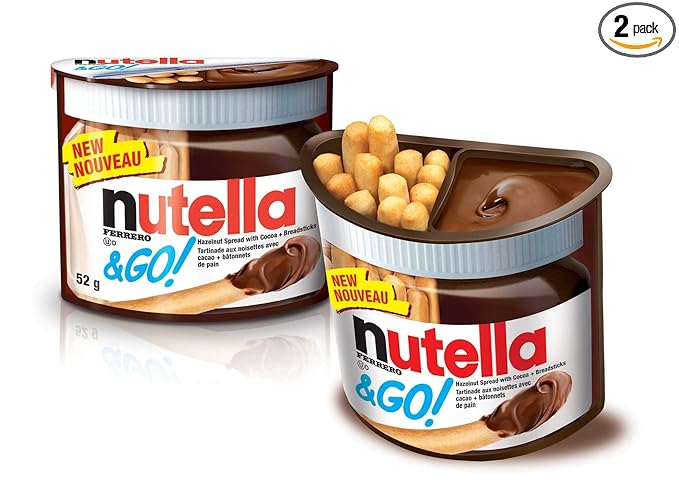 Nutella Ferrero & Go Hazelnut Spread & Malted Bread sticks, 48g (Pack of 2)