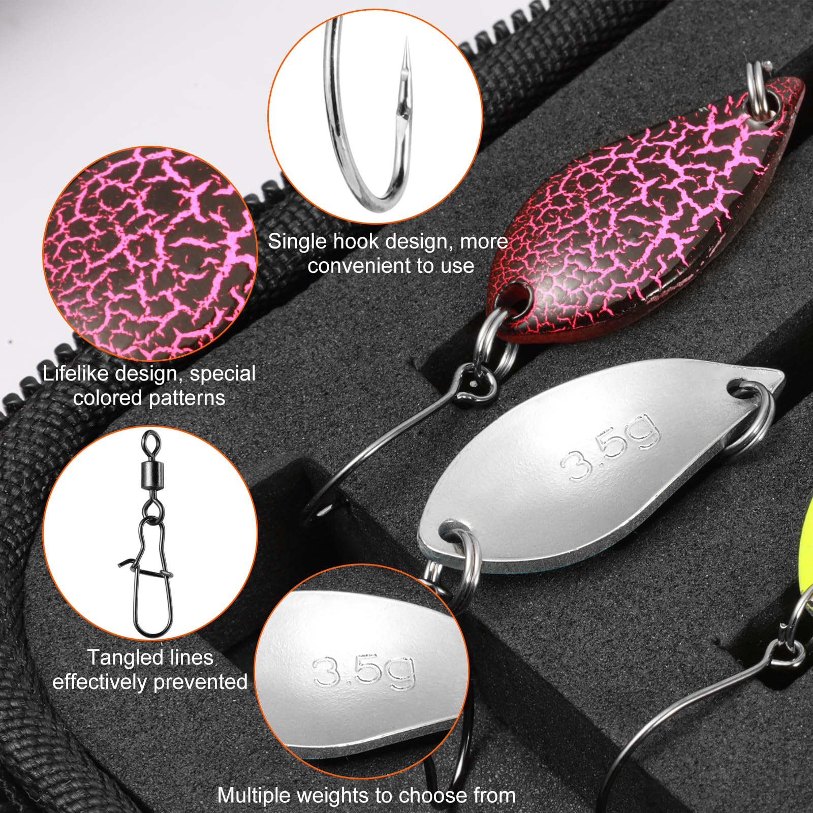 THKFISH 5 Pezzi Cucchiaini da Pesca Trota, Esche Cucchiaino Artificiali da Pesca