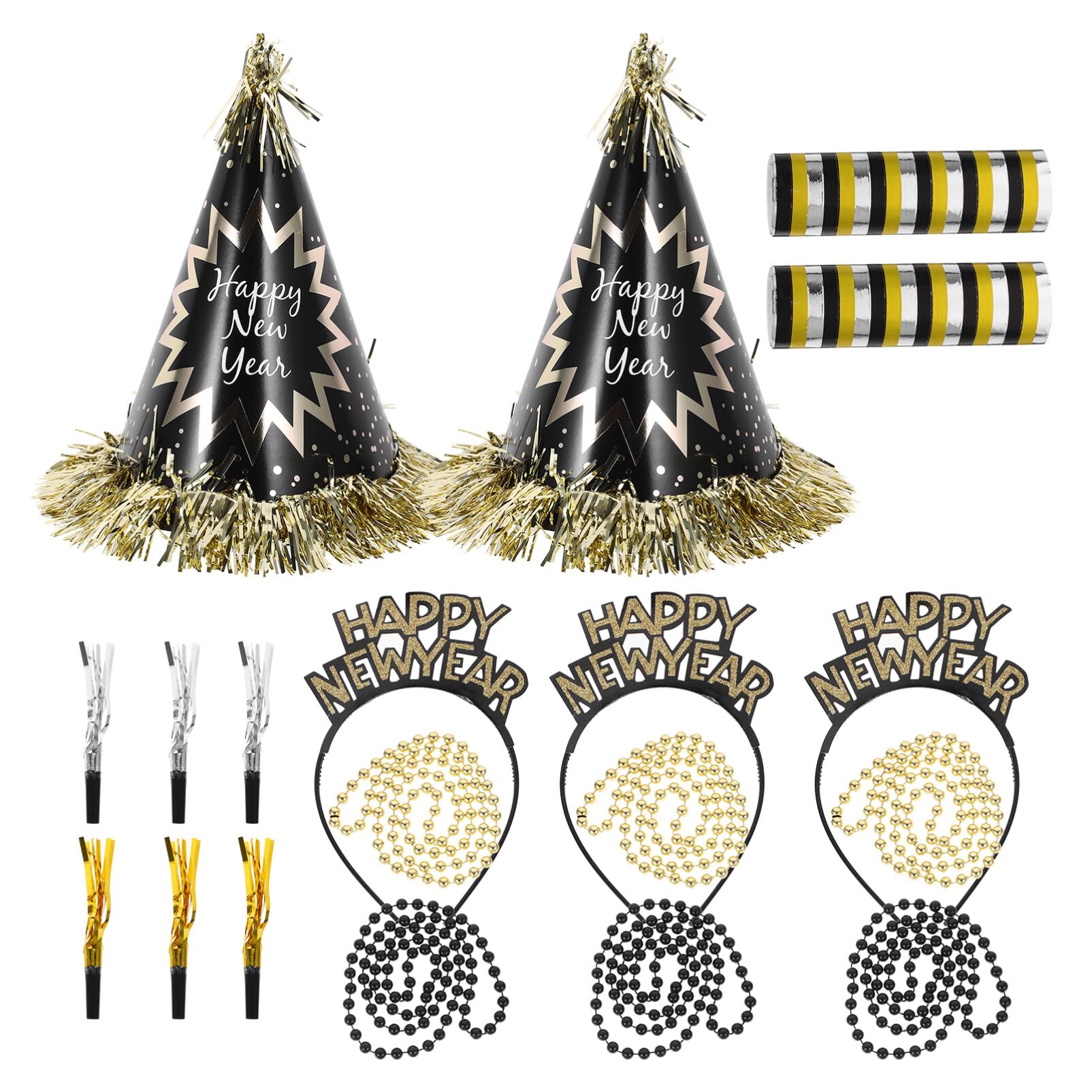 Tofficu 1tasche Silvester-partyhüte Mit Perlenkette Stirnbänder Tröten Und Partygeschenken Für Neujahrdekoration Hüte Und Dekorationen Für Silvesterfeiern