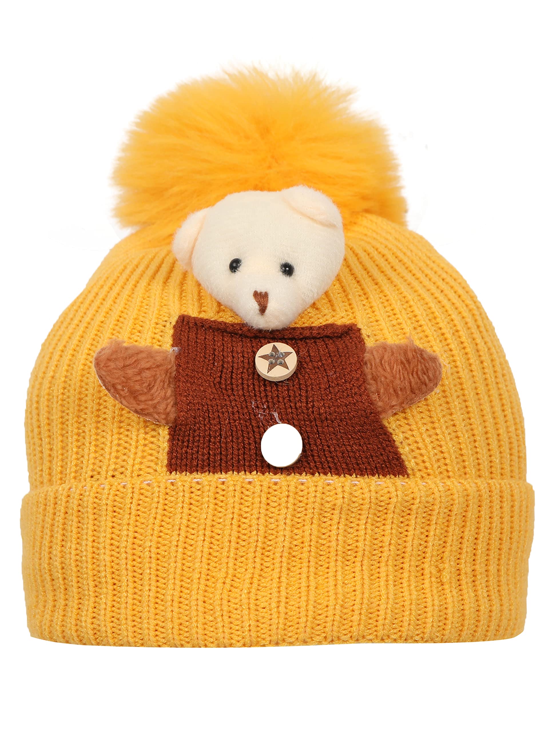 FabSeasons Kids Winter Skull Cap for Boys & Girls (3-8 Years), Covers Entire Ears for Better Protection from Cold Yellow
