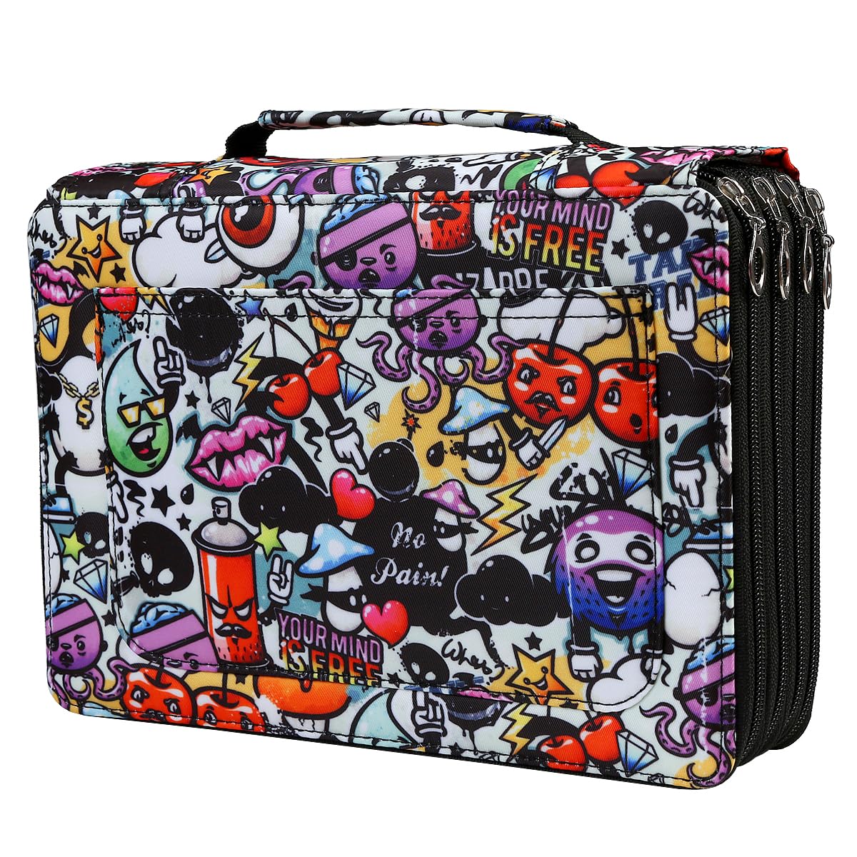 Lbxgap Colored Pencil Case- 200 Individual Slots Pencil Holder Pen Bag Large Capacity Pencil Organizer with Handle Strap Handy Colored Pencil Box with Printing Pattern — image 1