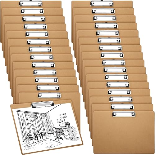 Sherr 30 portapapeles horizontales de madera grandes de 9 x 13 pulgadas con clip de perfil bajo, diseño de portapapeles de paisaje para escuela,