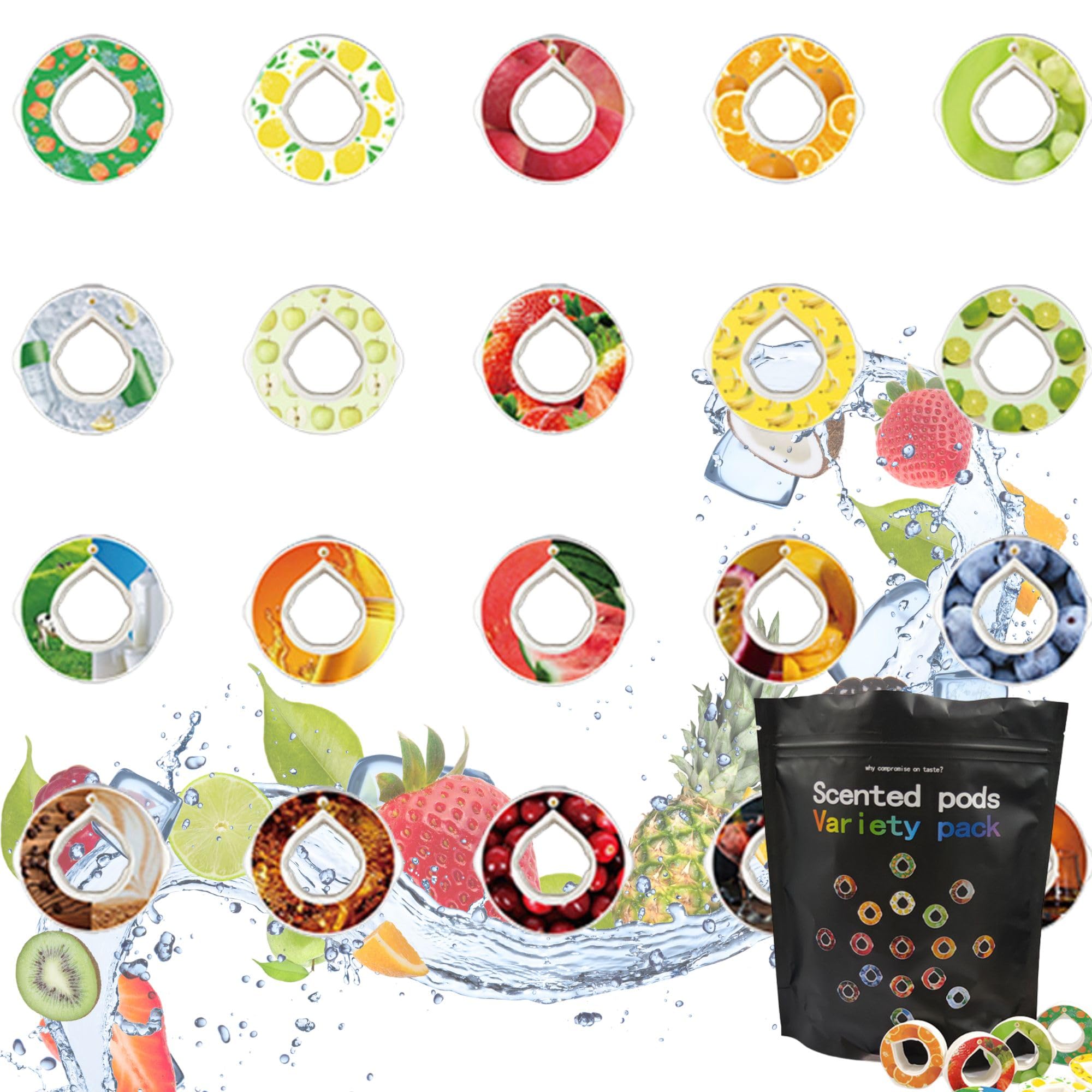 Alpha Fit Air Up Compatible 16 Pic Variety Pack (Up to 2L Water) - Air Up Water Bottle Flavor Pods, Up Pods, Watermelon, Coke, Peach Reusable Flavor Pack