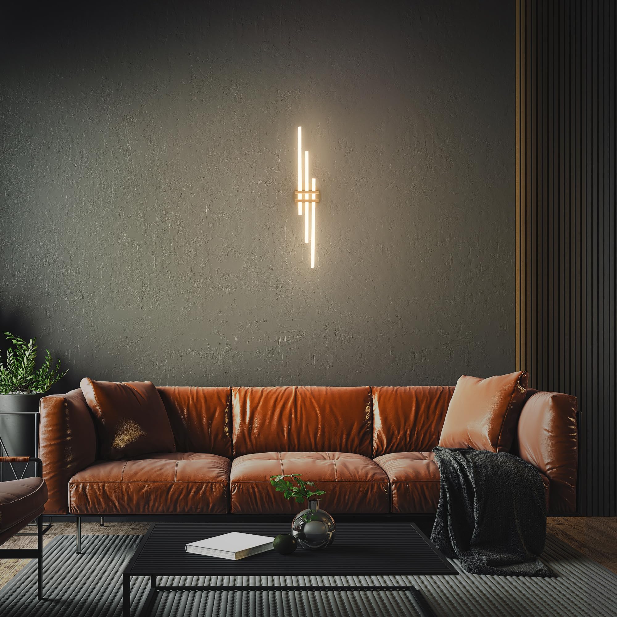 BRILONER - Lampa sufitowa LED z ciepłym białym światłem, profile narożne, salon, sypialnia, lampa sufitowa, 78,5 x 16 x 7,5 cm, czarno-drewno