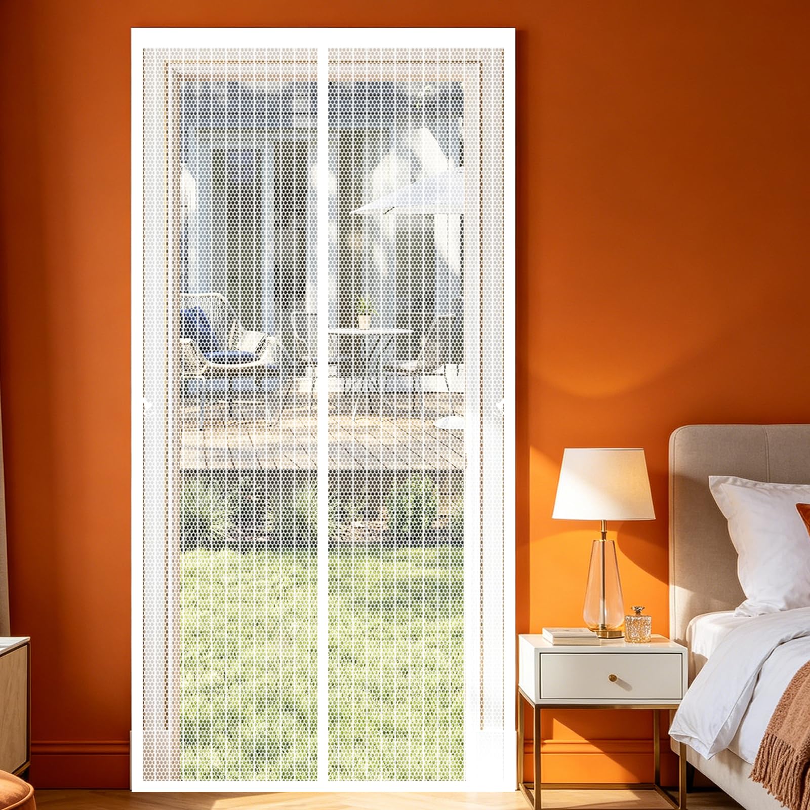 Lijiao White Magnetic Fly Screen Door 130 X 195 Cm Keep Bugs Out Lets Fresh Air In, With Powerful Magnets And Full Frame Hook&Loop, No Gap, Fly Curtains For Doors, Insect Door Screen Kid And Pet Friendly,