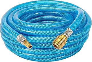 Güde Druckluft-Schlauch 6 mm/5 m (max. Betriebsdruck 15 bar, Berstdruck 60 bar, 5 m Schlauchlänge, Innen-Ø 6 mm, Außen-Ø 12 mm, inkl. Schnellkupplung & Stecknippel, PVC Schlauch mit Gewebeeinlage)