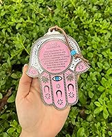 Vista 3 de Hamsa Wall Decor - Amuleto de protección contra el mal de ojo rojo/azul para el hogar/negocios, amuleto de buena suerte en inglés/Hebrew Blessings