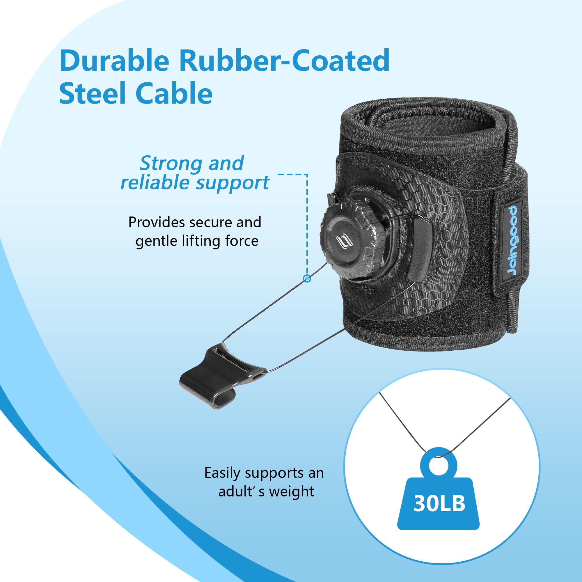 Supporto regolabile per sollevamento del piede con quadrante facile da girare, gancio largo e clip per scarpe per camminare stabilmente, comodo aiuto quotidiano per uomini e donne, L/XL