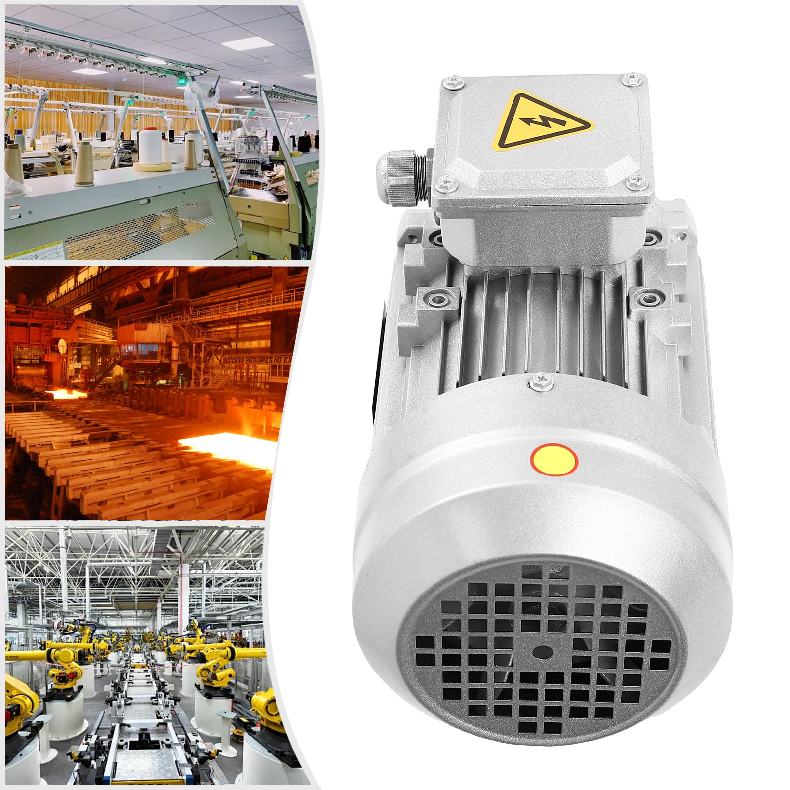 Elektromotor Drehstrommotor Aluminiumgehäuse Kupferspule Industriemotor Schutzklasse IP55 für Maschinenbau Transporttechnik und Lüfter (Wellendurchmesser 19mm, 1100W)