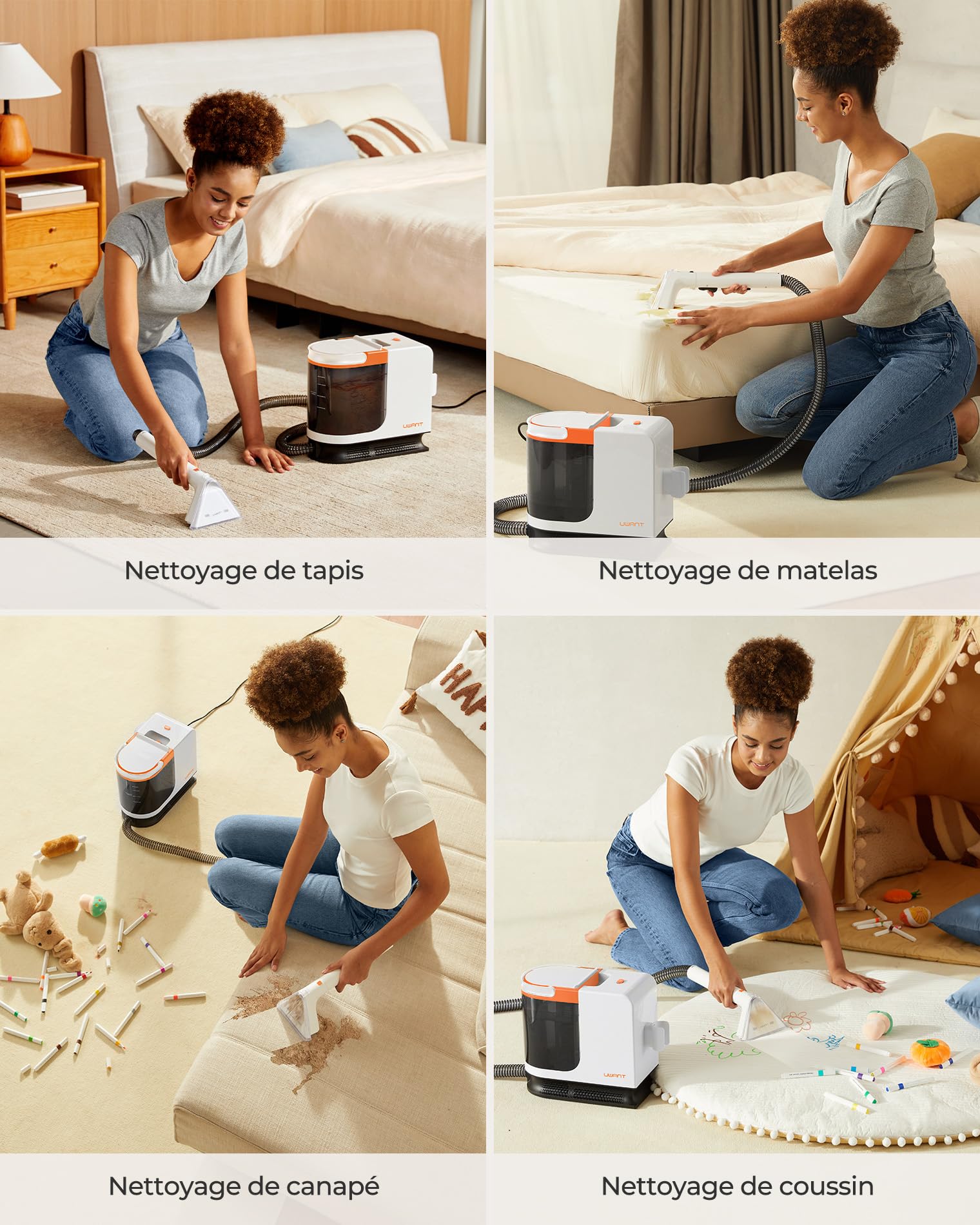 Uwant B200 SE, Shampouineuse, Nettoyeur canapé tissu, Technologie de moteur magnétique Flottant, Adaptée pour nettoyer canapés, tapis et matelas, 12000 Pa, 69 dB