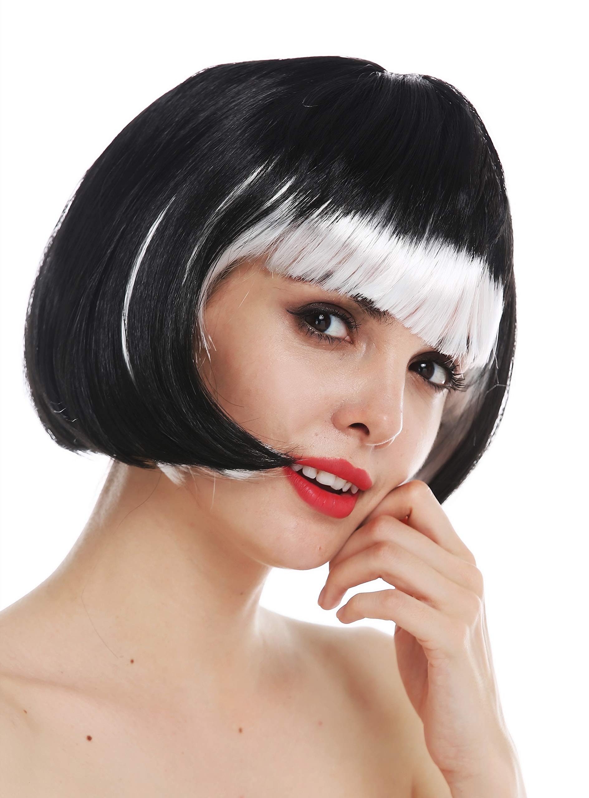 WIG ME UP74023-P103-68 Women's Wig Carnival Bob Short Black White Pony Gothic