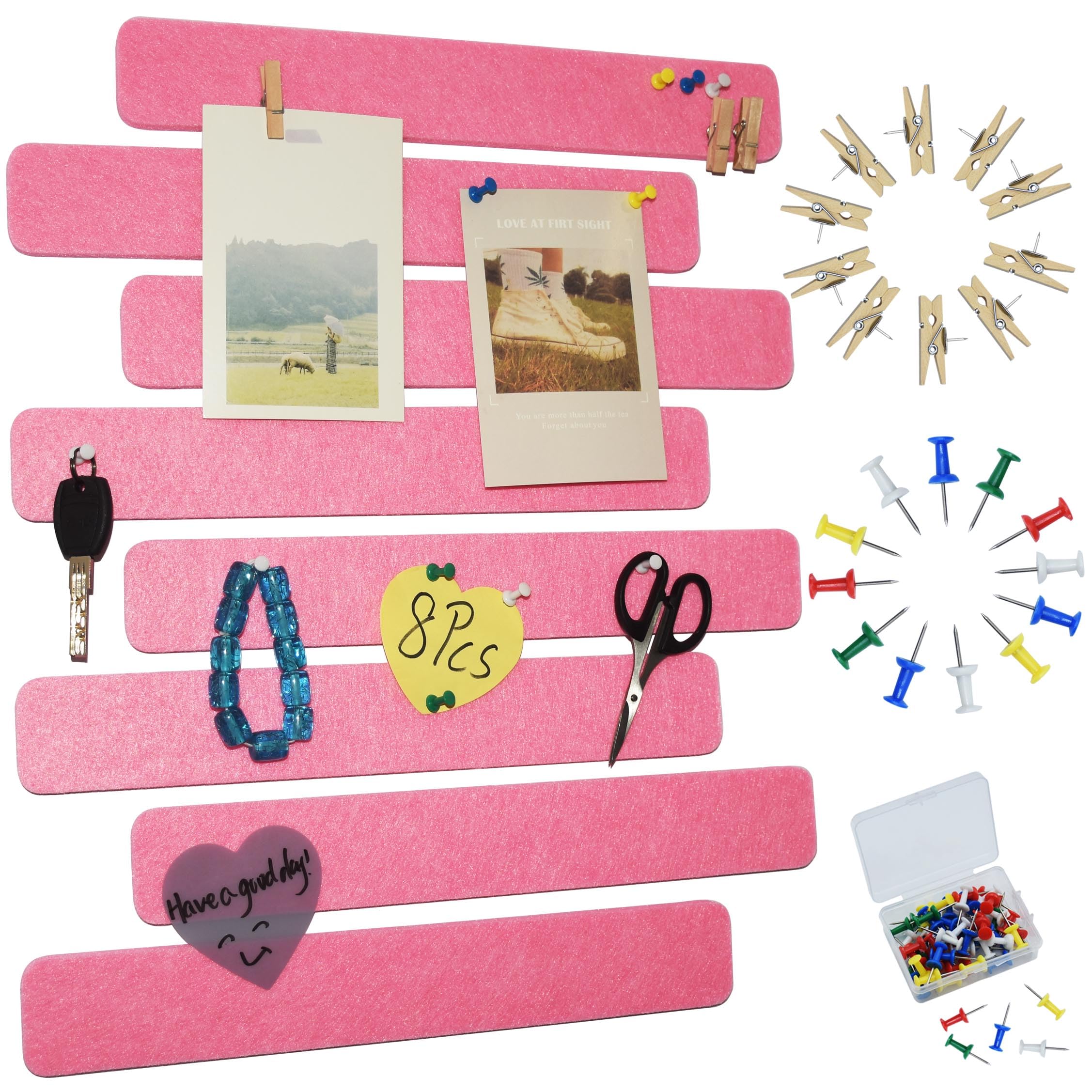 Felt Pin Board Bar Strips, Self-Adhesive Lightweight Bulletin Board Bar Strips No Damage For Wall,for Paste Notes, Photos, Schedules, Announcements (Black White Grey - View #4