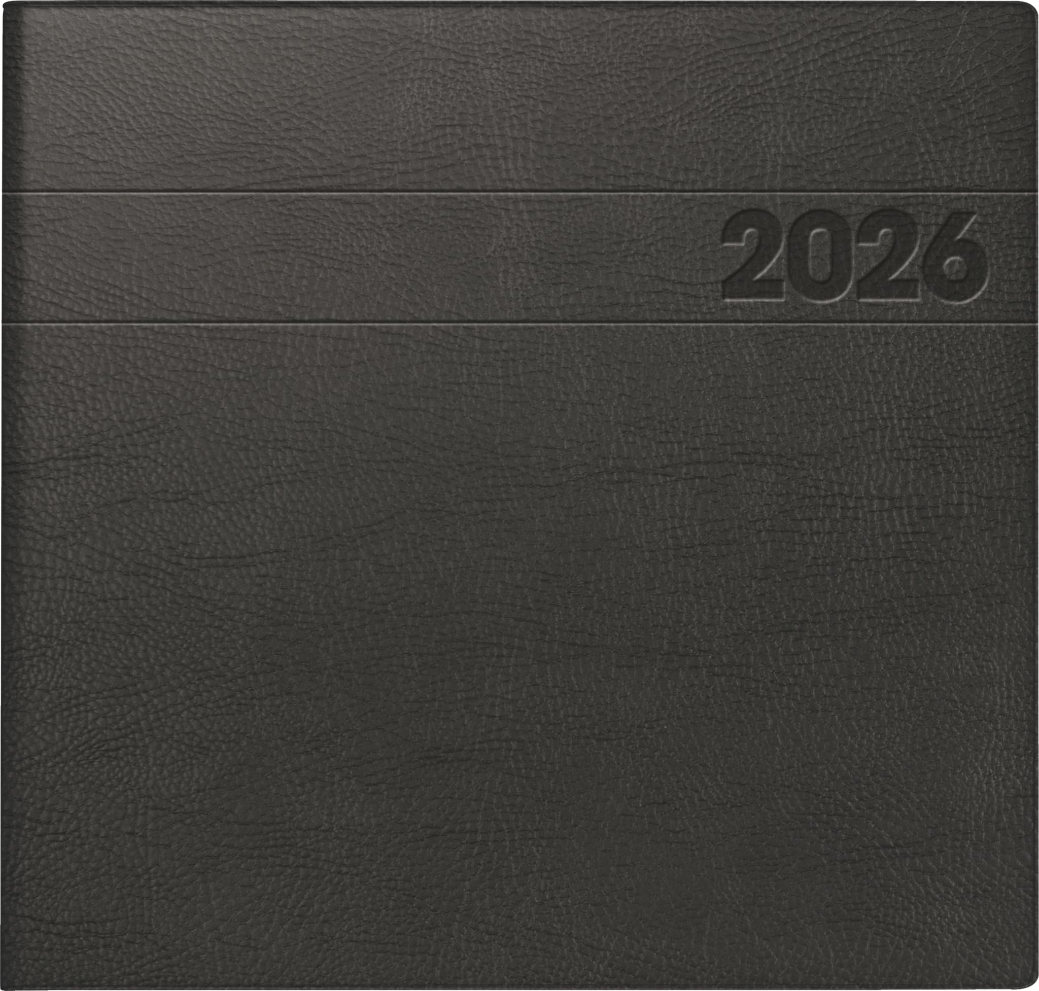 BRUNNEN Book Calendar Model 766 2026 | 210 x 205 mm, Plastic, Black