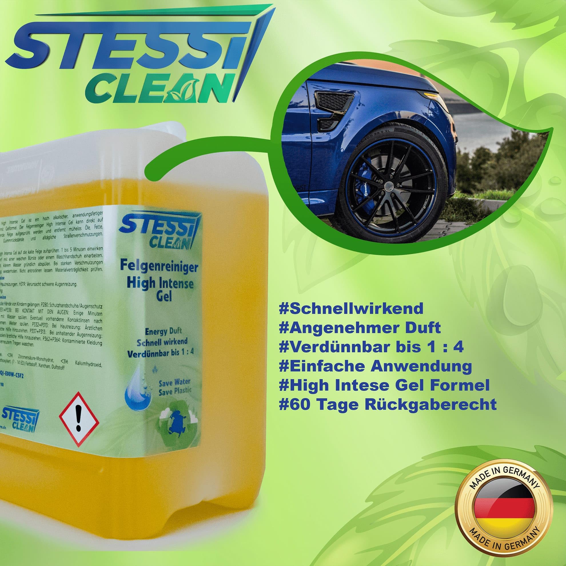 Felgenreiniger Power Gel | 25 Liter | Hochwertige Autopflege | Felgenreinigung | Felgen Spray | Bremsstaubentfernung | Auto Felgenreiniger | Reinigung Gel für Felgen