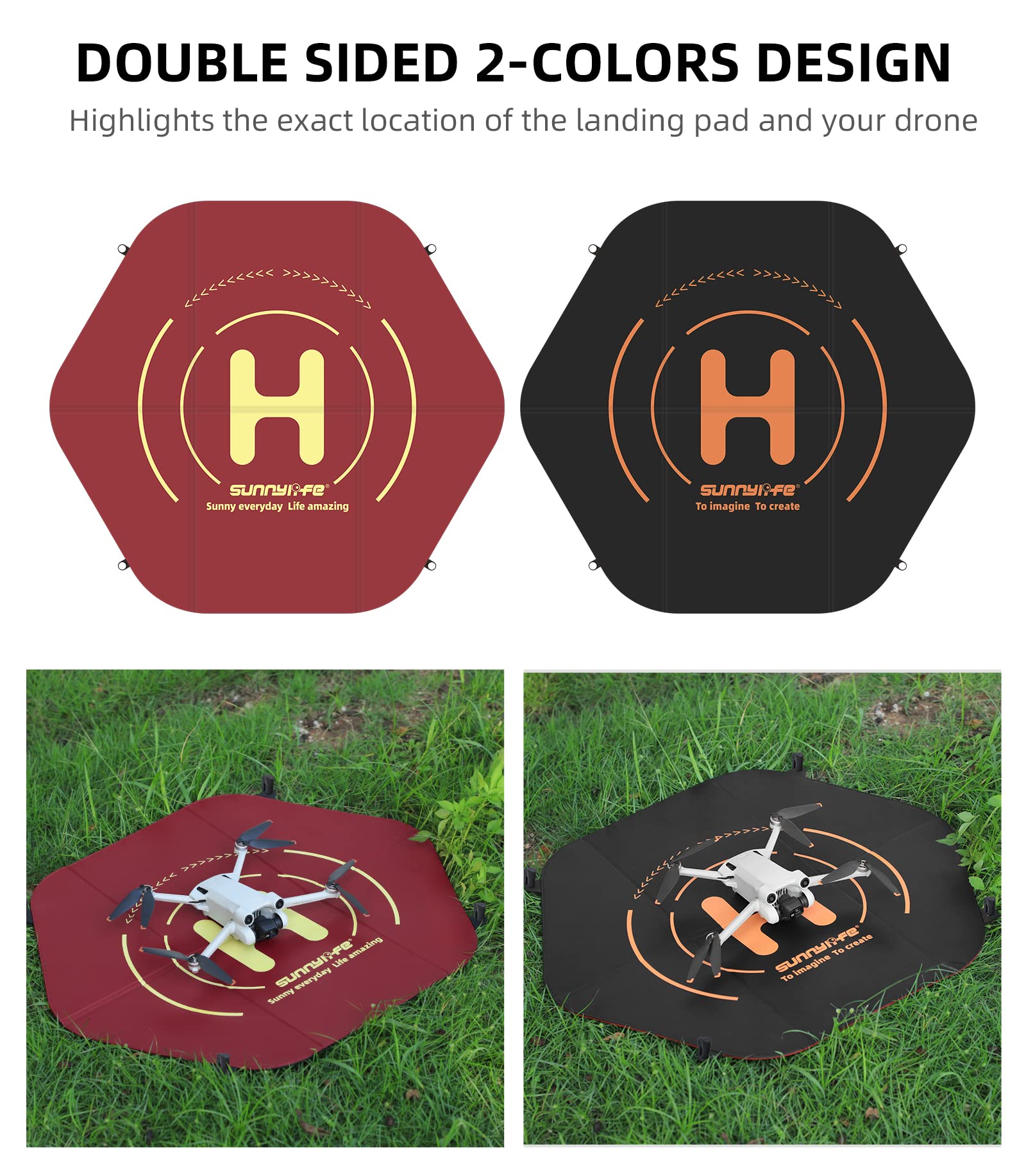 Plataforma de aterrizaje de drones para DJI Avata, almohadillas de delantal de estacionamiento de doble cara, Alfombrilla de lanzamiento de drones cuadricópteros de plegado rápido portátil