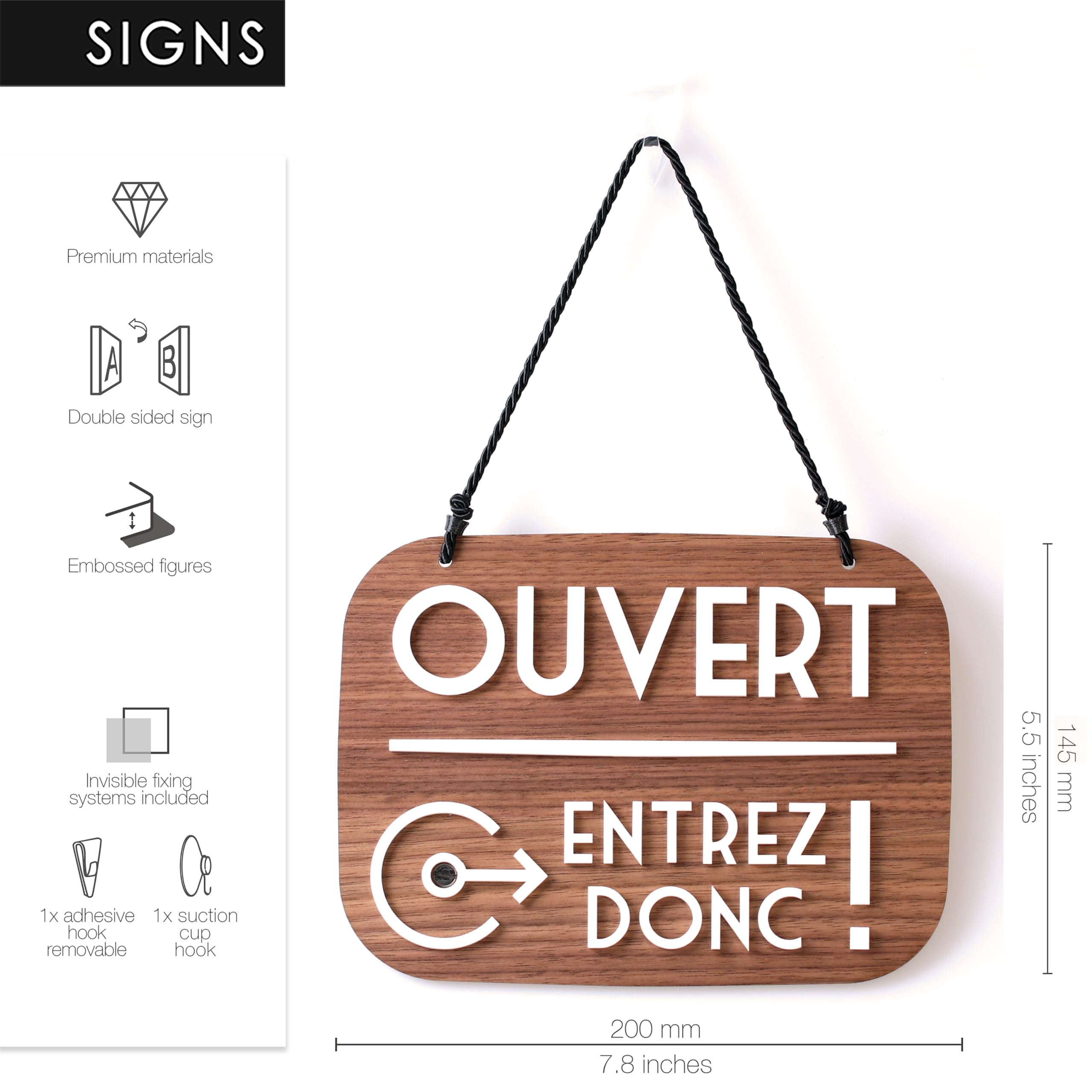 Cartello APERTO/TORNO SUBITO Bifacciale Per Negozio - 20x7cm Con Catenella E Ventosa | Verde/Blu - Foto 10