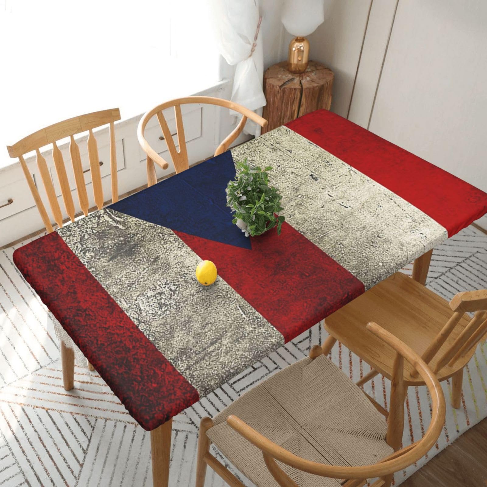 BNVSADC Puerto Rico Flag Printed 5FT Tablecloth Polyester Kitchen Water Resistant Table Cloth Dining Table Decoration Table Covers, 152x76 CM