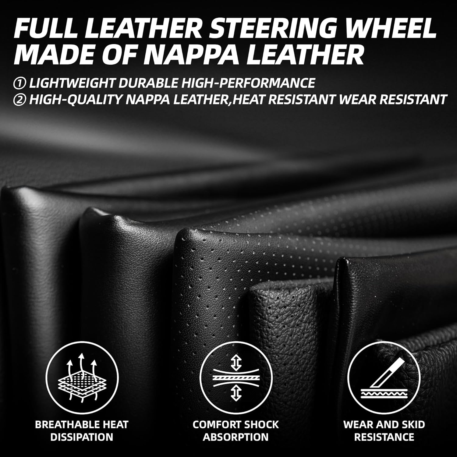 Full Leather Steering Wheel for Mazda MX-5 Miata ND 2015-2023 D-Shaped Flat Bottom (OEM) Steering Wheel Replacement