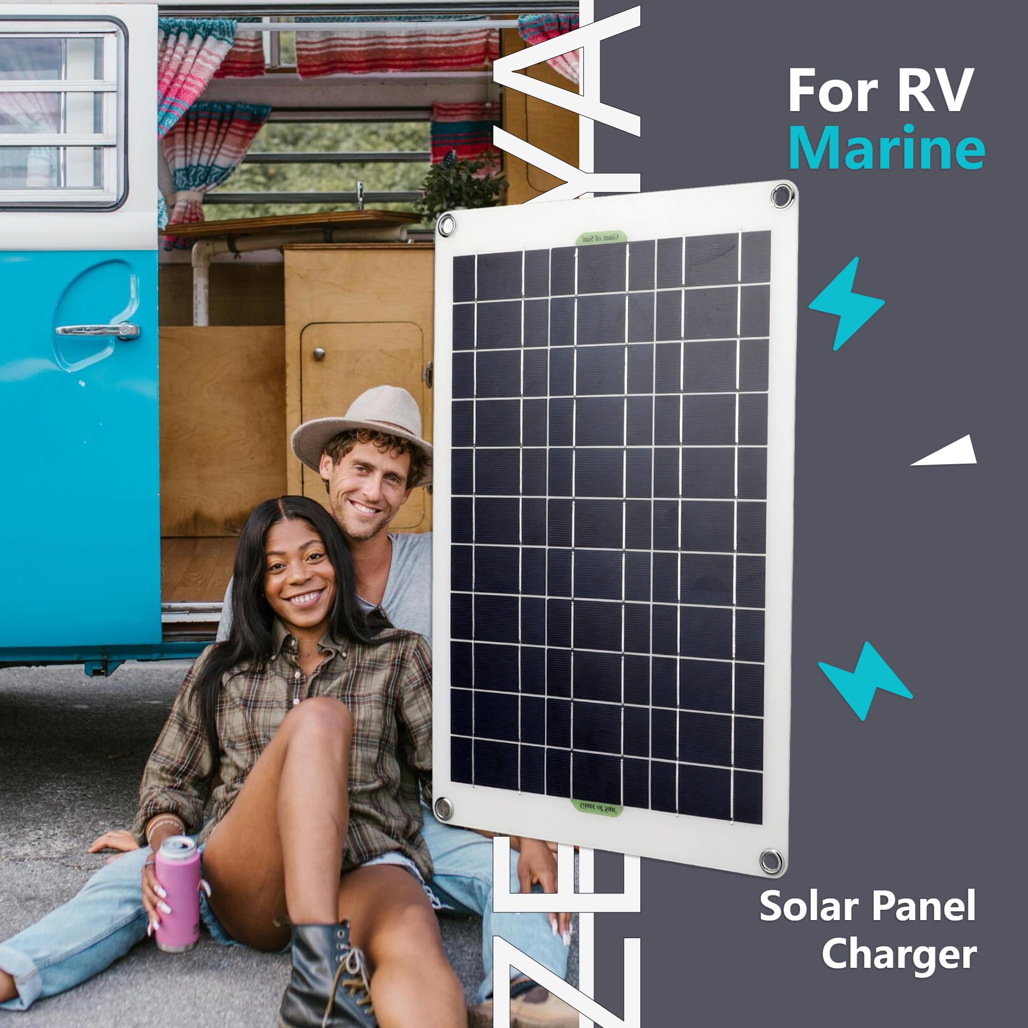 Kit de panel solar de 50 W y 12 V, cargador de batería solar, silicio monocristalino, controlador de carga de 30 A, kit de panel solar para RV, barco, motocicleta