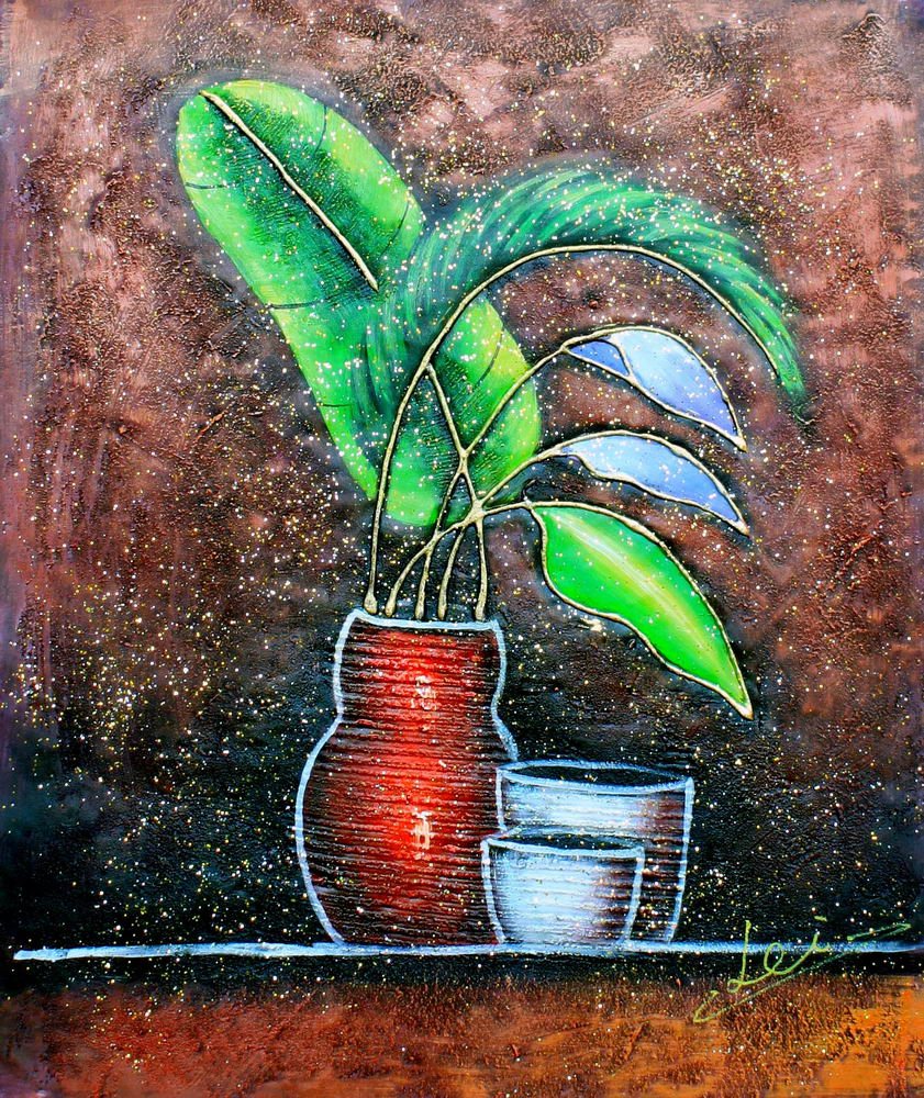 Modern Abstract Impression Art Deco Handmade Oil Painting on Canvas Hand Signed with Certificate of Authenticity Size 20