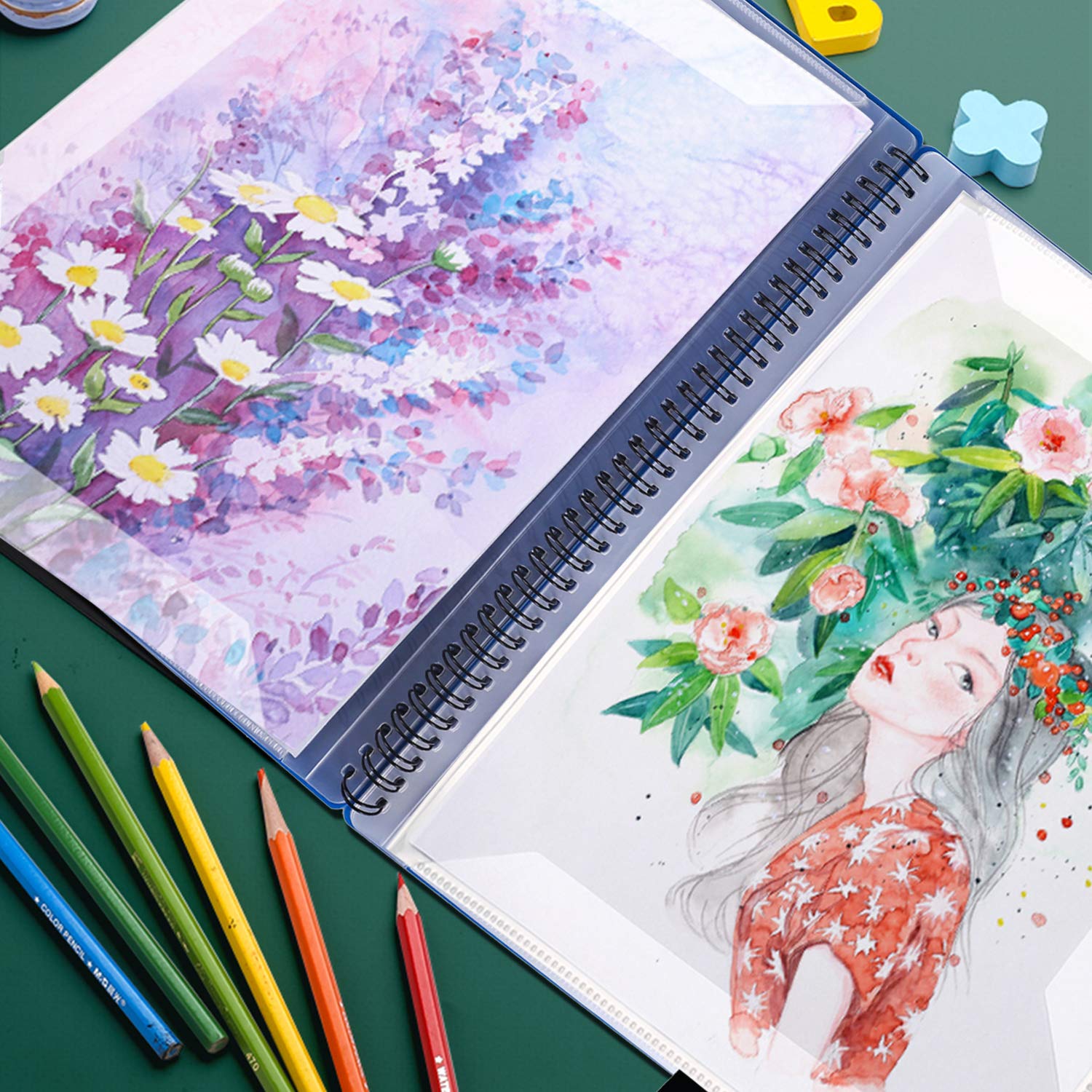 Notenmappe für Notenblätter beim Spielen A4 Größe Papier Dokumente Halter Aufbewahrung 40 Taschen Clef, Musik Tabelle Datei Ordner, Kunststoff Konzert-Chorfolder für Musiker und Band Music Note